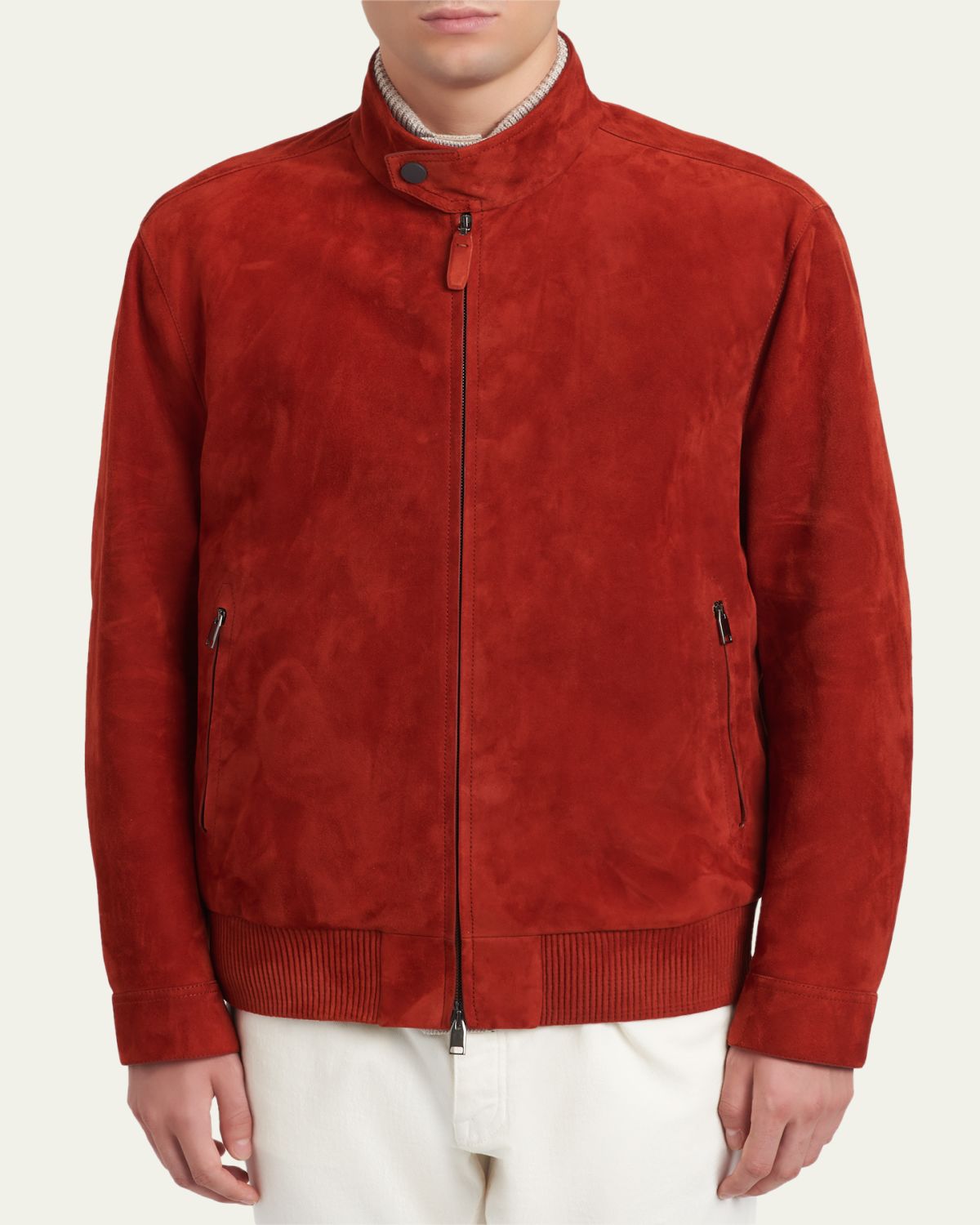 Brioni Men's Leather Stand-Collar Blouson | Thumbnail 4 Brioni Men's Leather Stand-Collar Blouson | Thumbnail 4