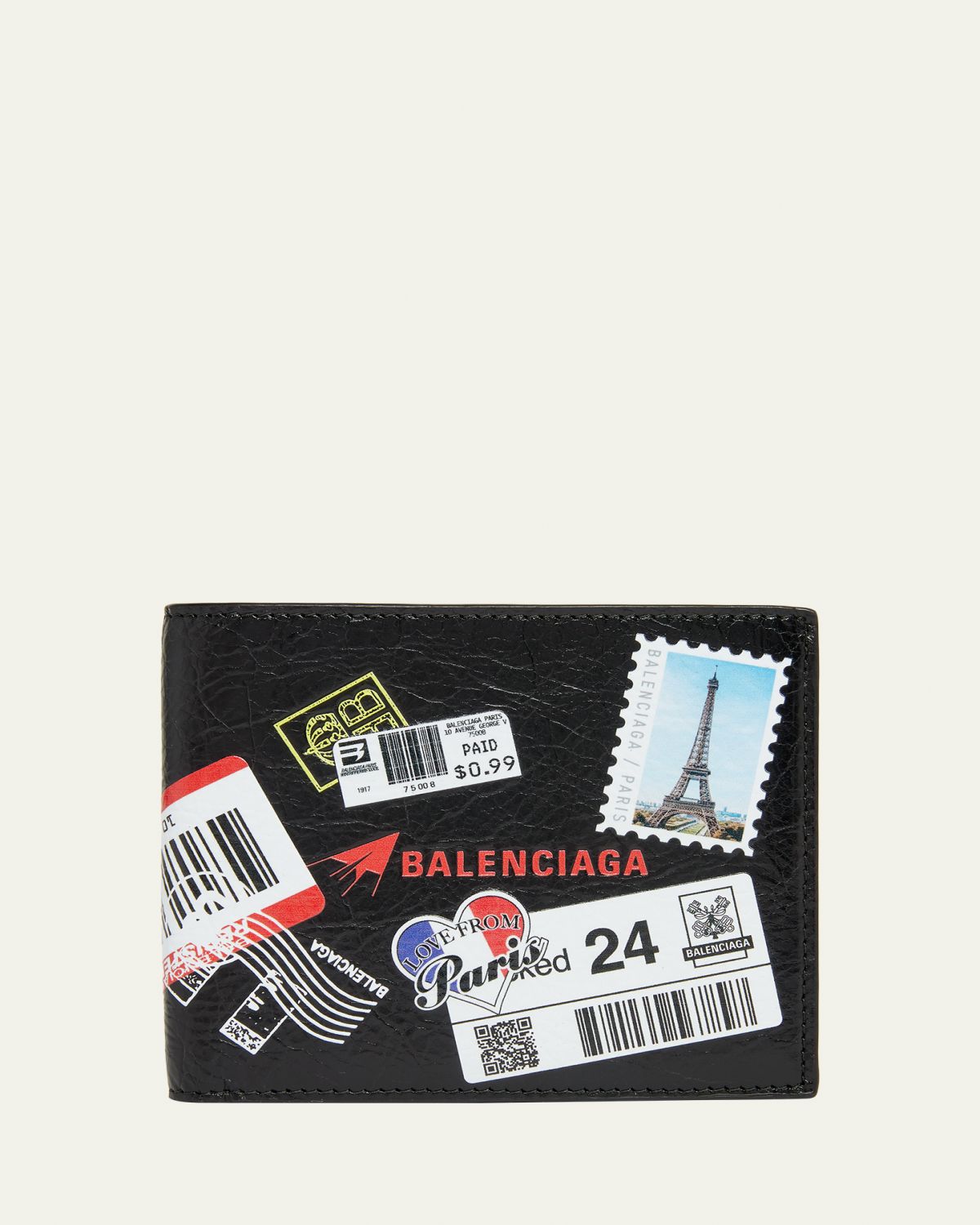 Balenciaga Men's Mail Artwork Cash Square Bifold Wallet - Men's Accessories
