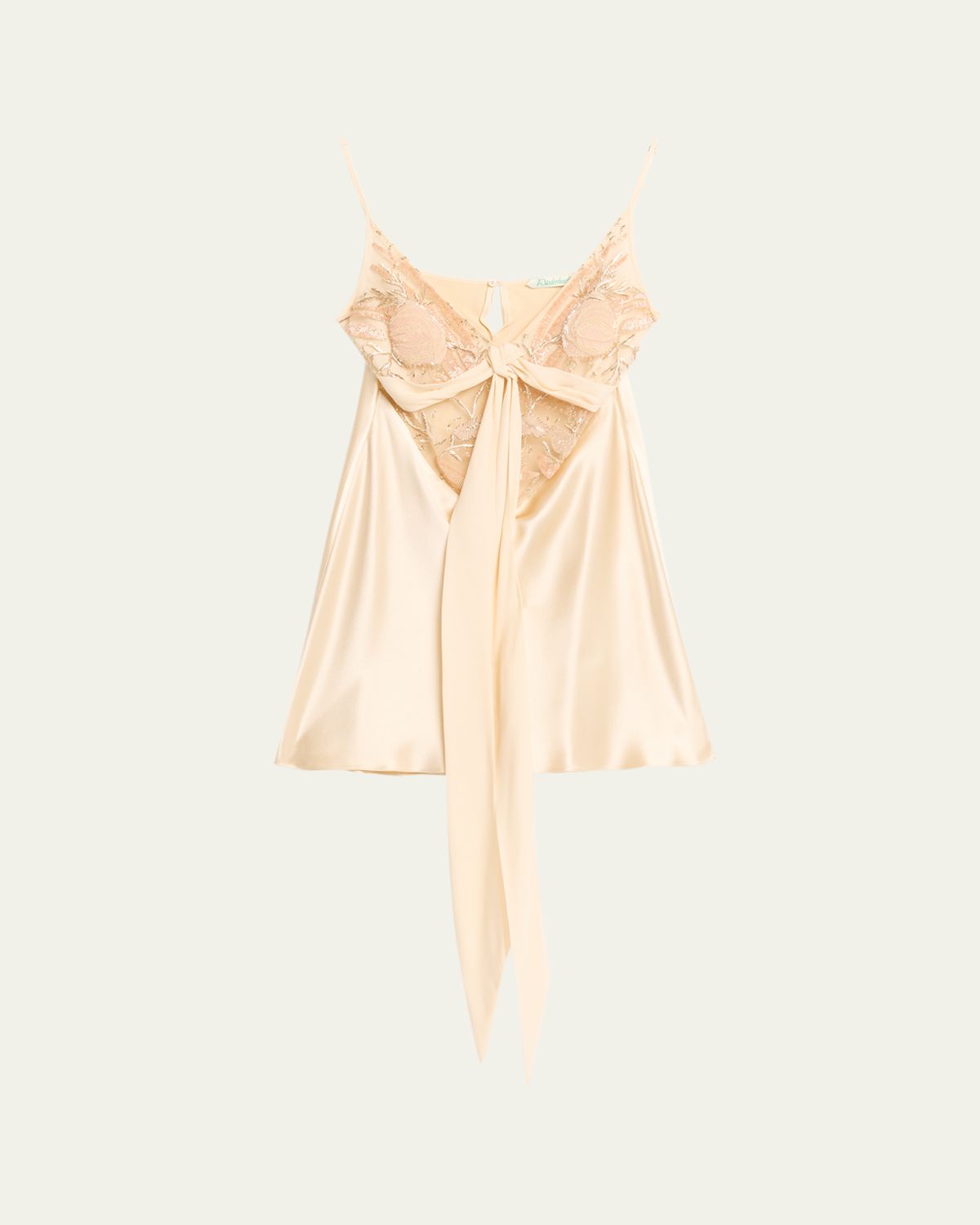 Wiederhoeft Blumen Embroidered Satin Mini Slip Dress