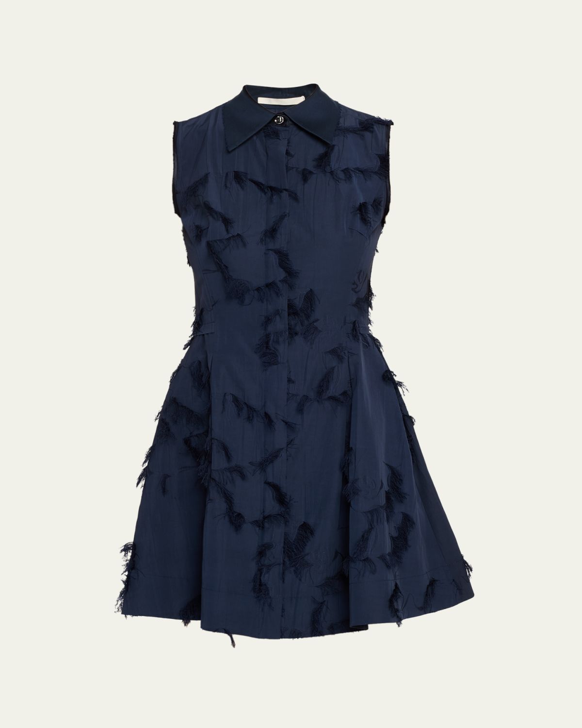Jason Wu Collection Sleeveless Fringed Cotton Fil Coupe Mini Shirtdress