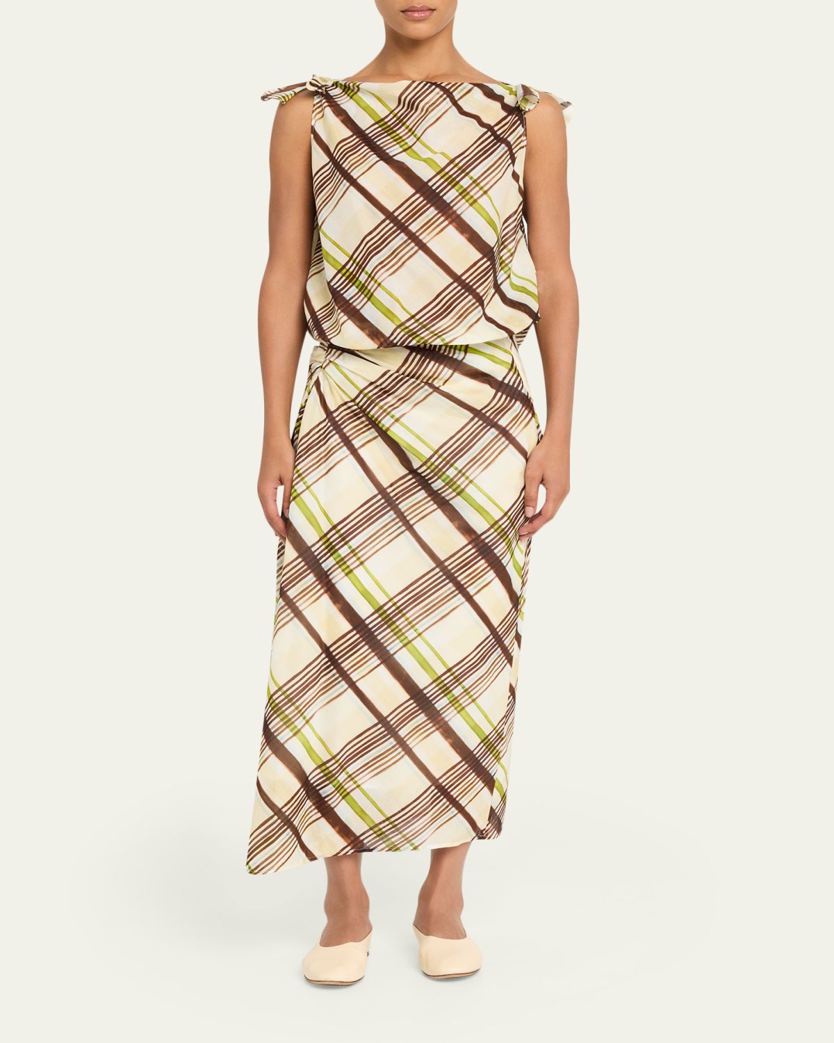 A.L.C. Jean Draped Plaid Midi Skirt | Thumbnail 2