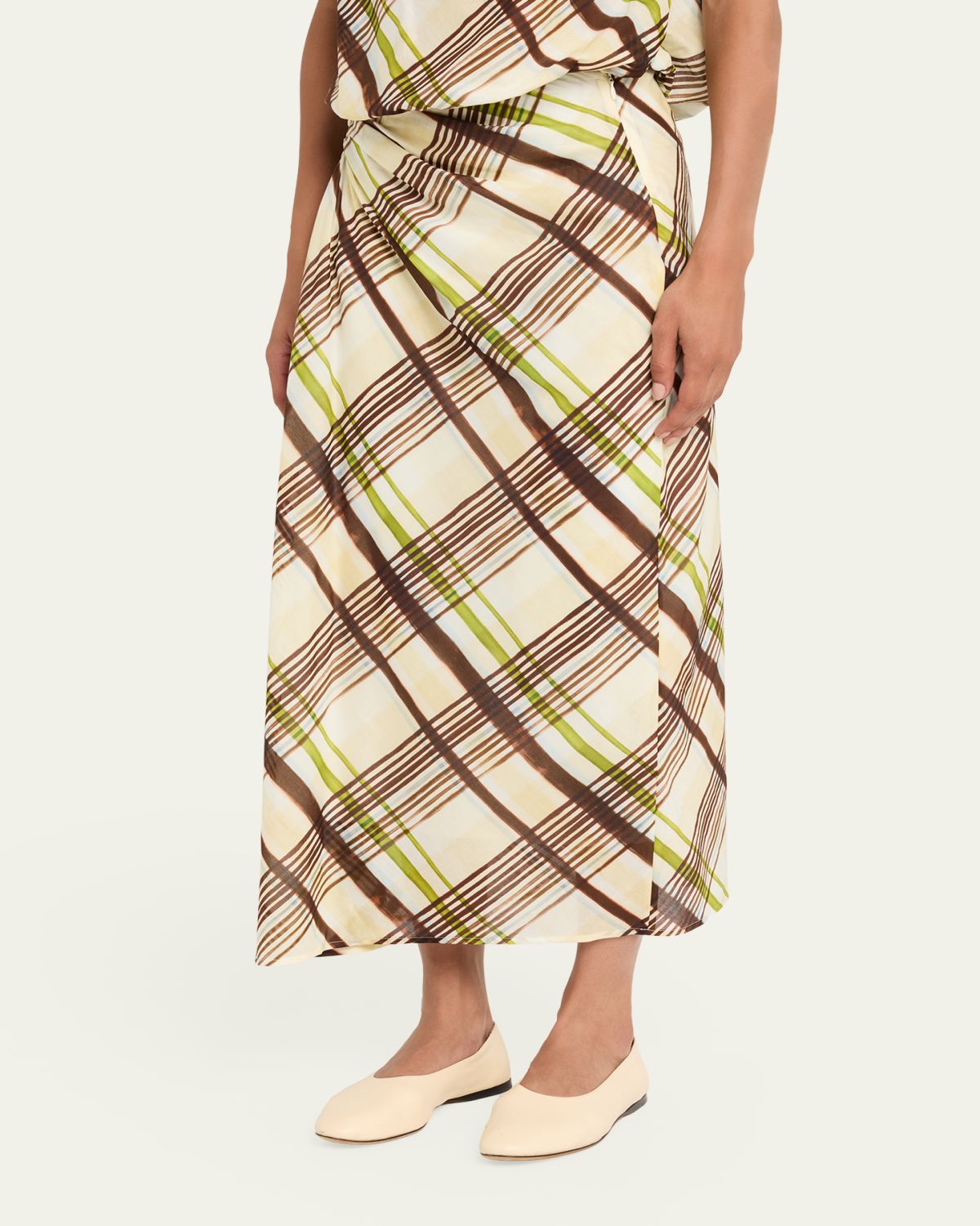 A.L.C. Jean Draped Plaid Midi Skirt | Thumbnail 4