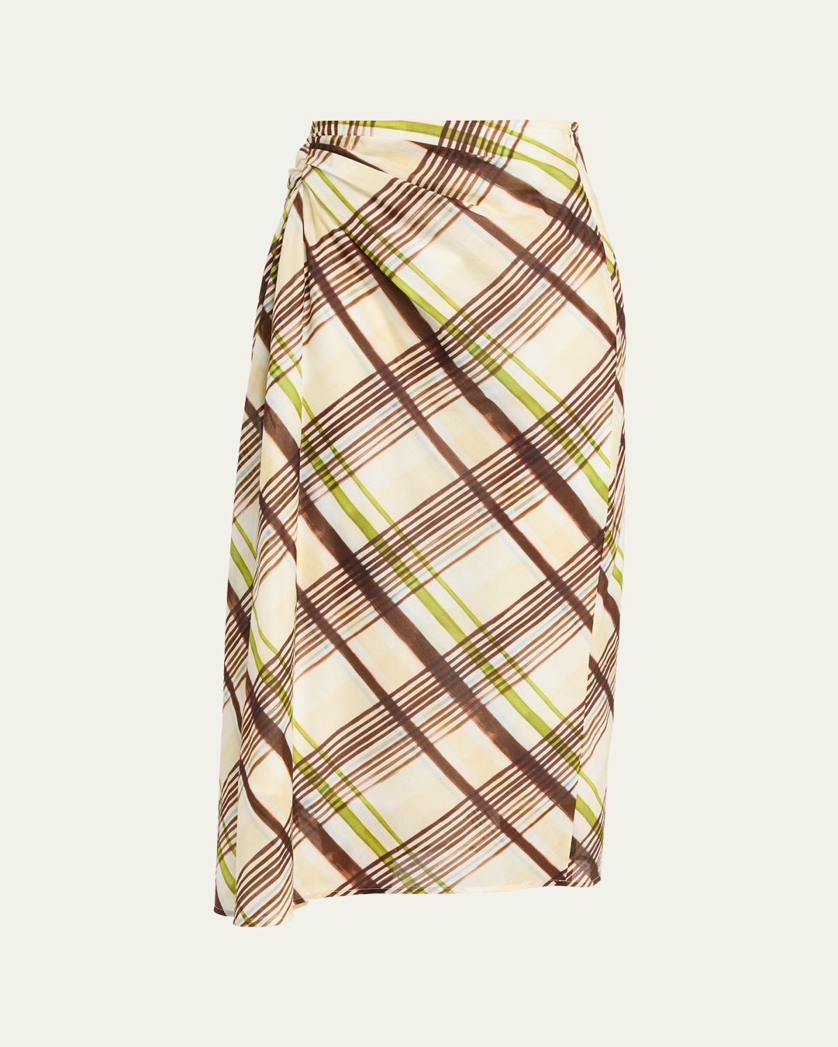 A.L.C. Jean Draped Plaid Midi Skirt