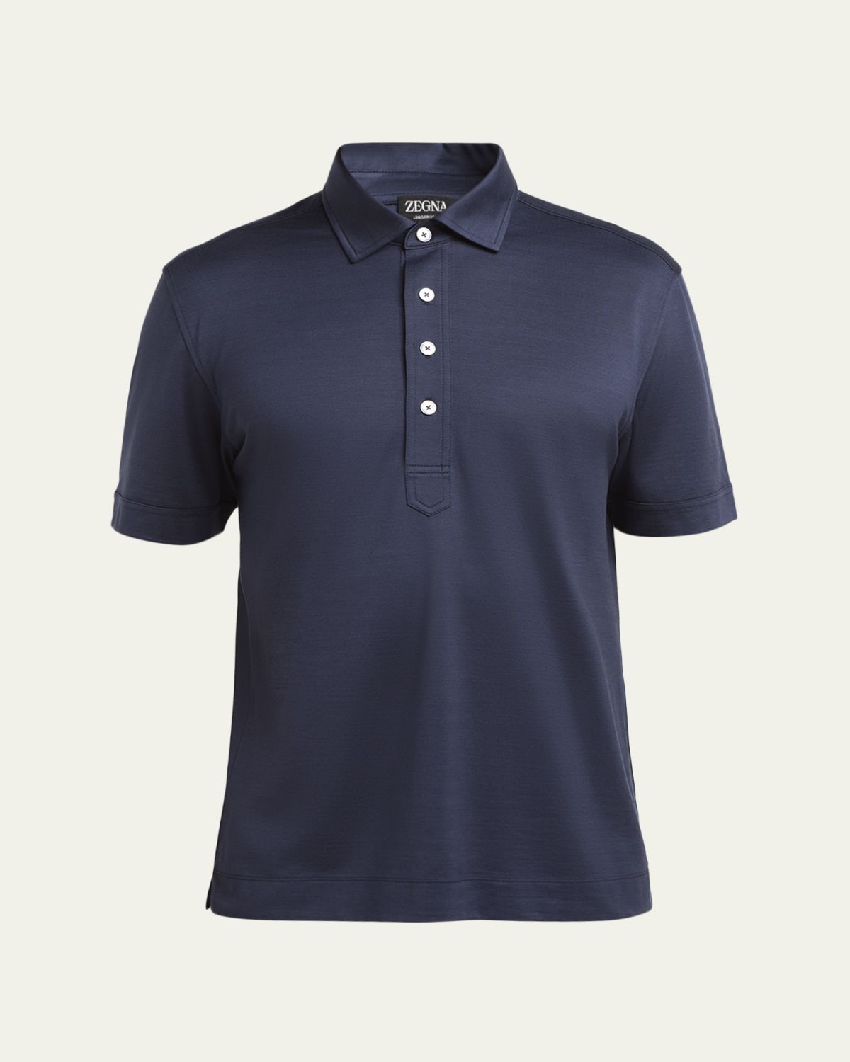 ZEGNA Men's Leggerissimo Cotton and Silk Polo Shirt
