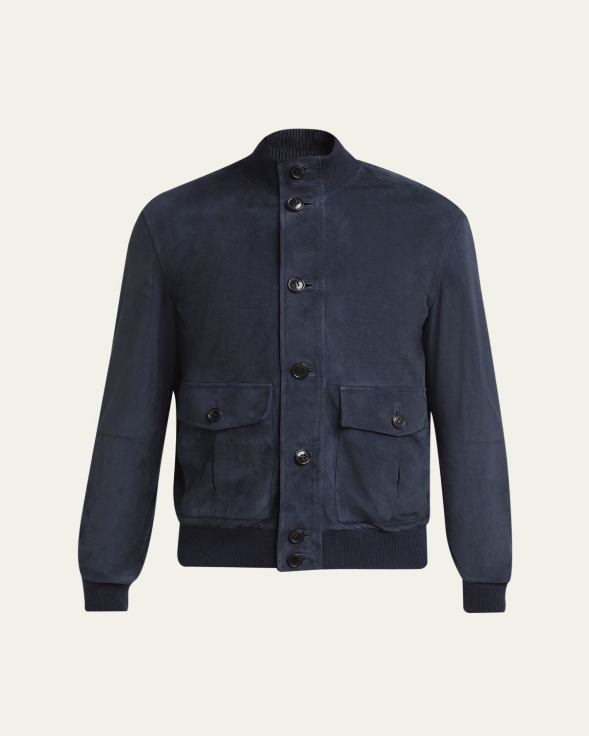 ZEGNA Men's Dark Indigo Blue Suede Blouson