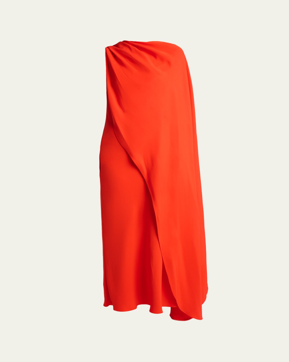 Balenciaga Silk-Wool Draped Cape Midi Dress