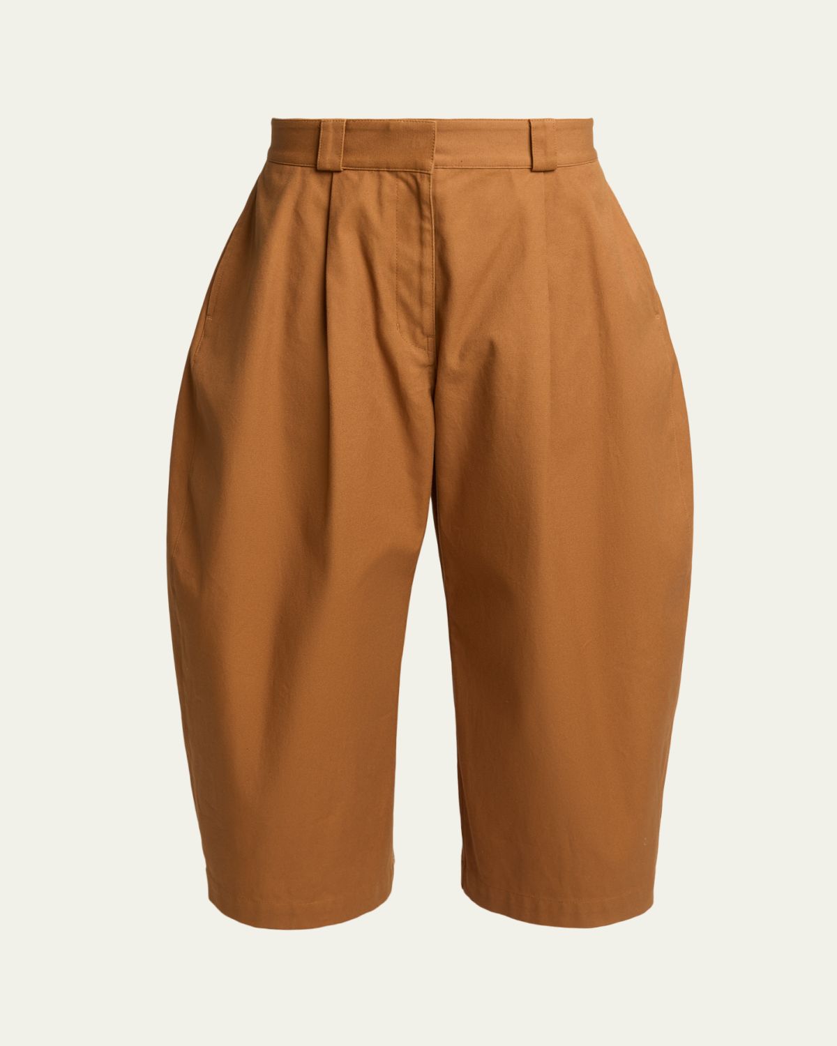 Balenciaga Pleated Barrel-Leg Ankle Bermuda Pants