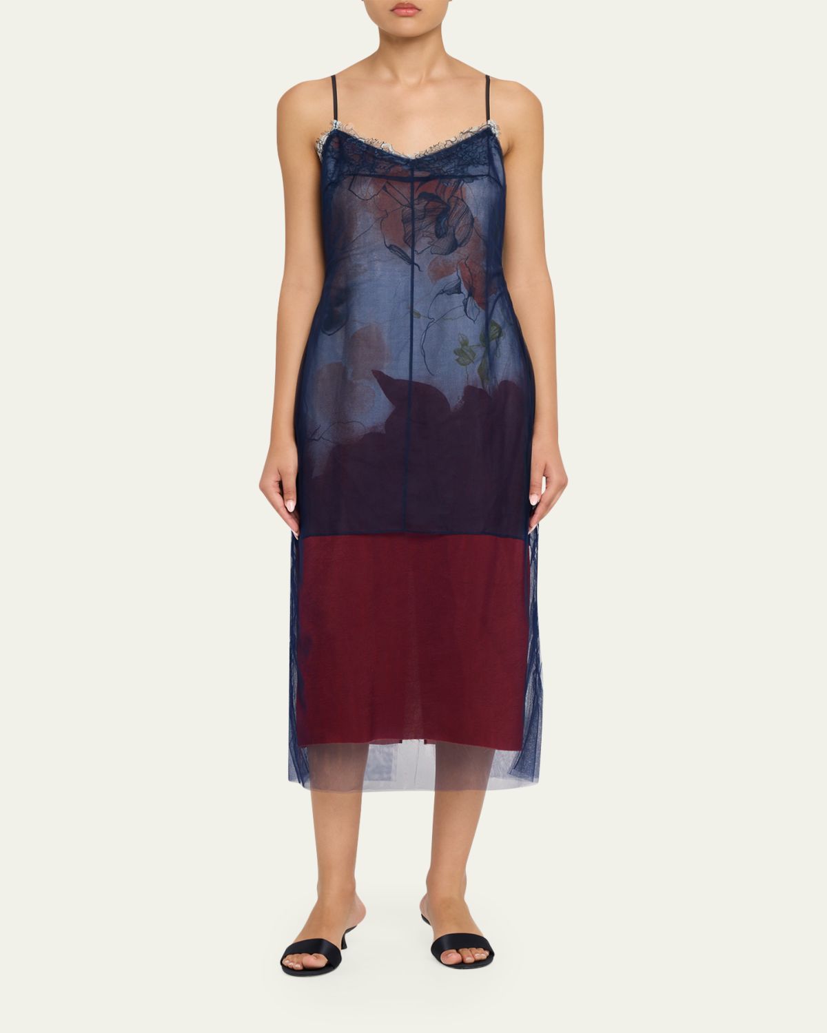 Jason Wu Collection Shadow Floral Layered Midi Dress | Thumbnail 2