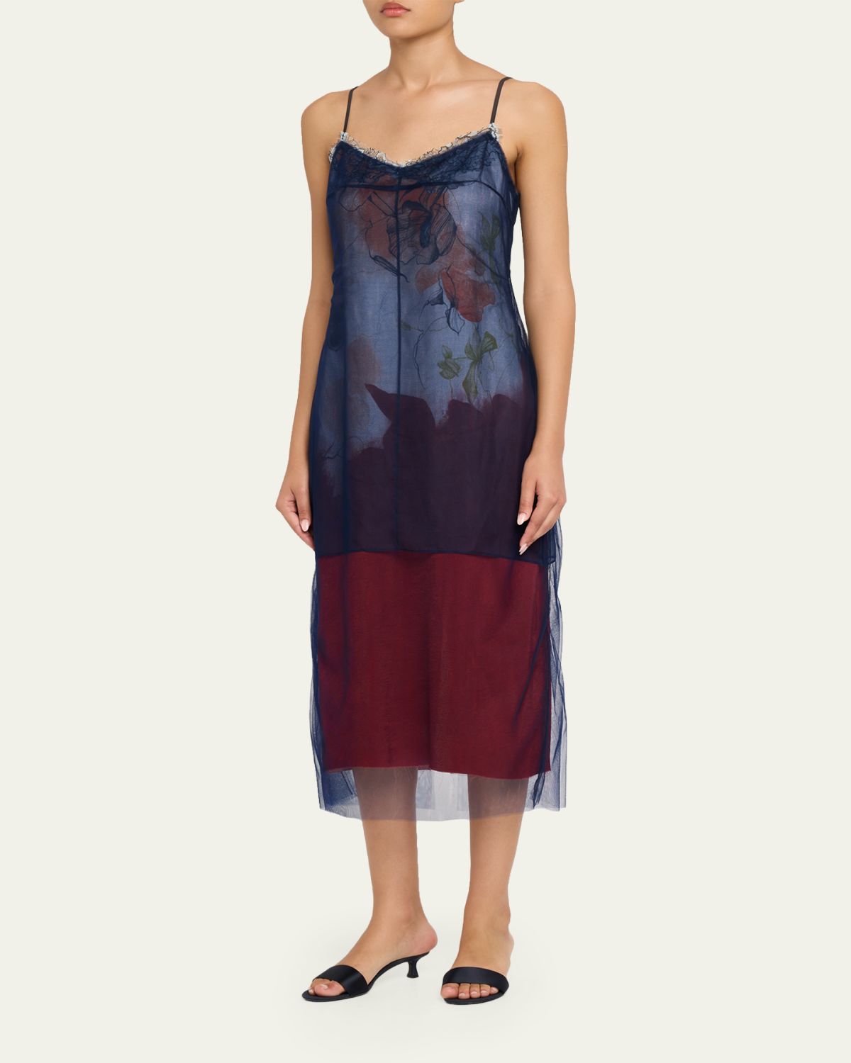 Jason Wu Collection Shadow Floral Layered Midi Dress | Thumbnail 4