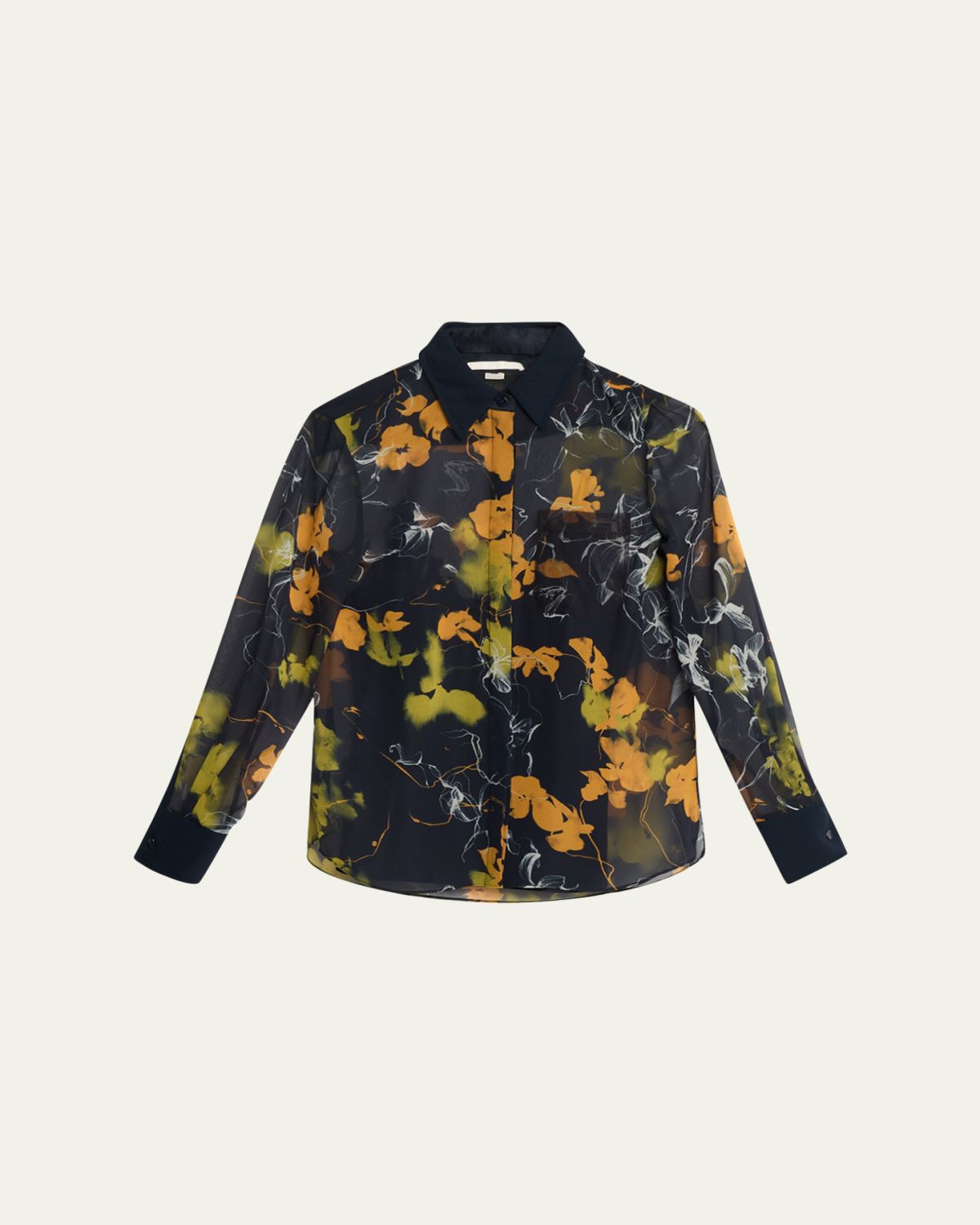 Jason Wu Collection Shadow Floral Crepe De Chine Button-Down Shirt