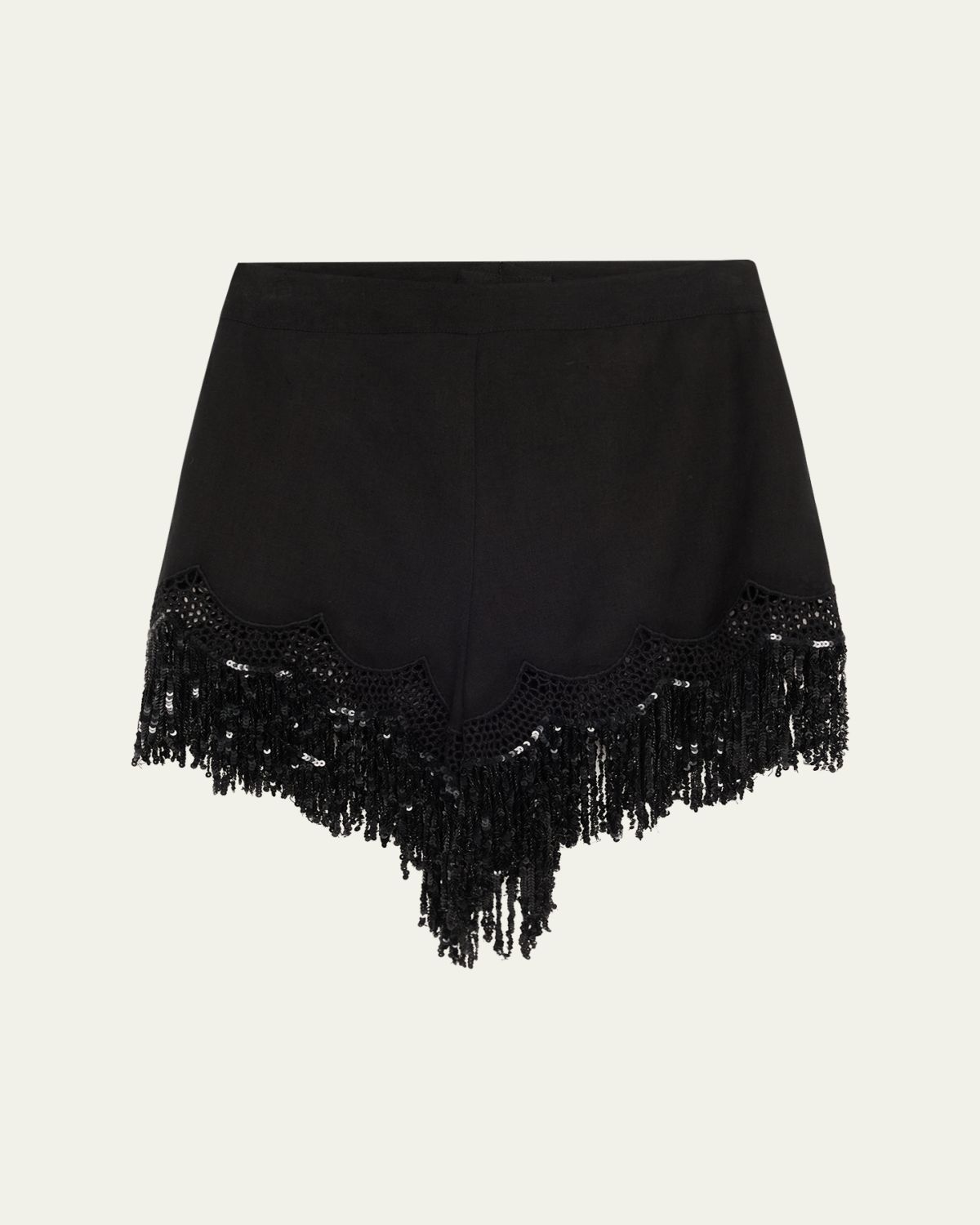 Kobi Halperin Ashlyn Sequin Fringe Lace-Trim Shorts