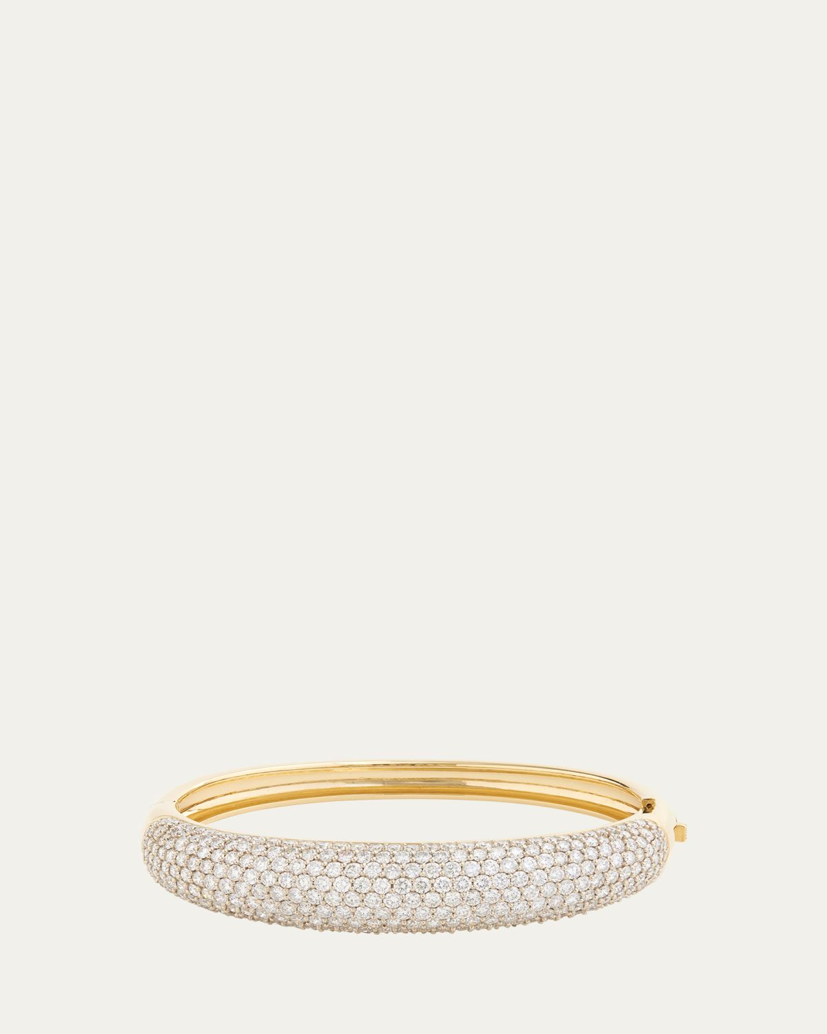 Jamie Wolf 18K Yellow and White Gold Domed Hinge Bangle with Pave Diamonds