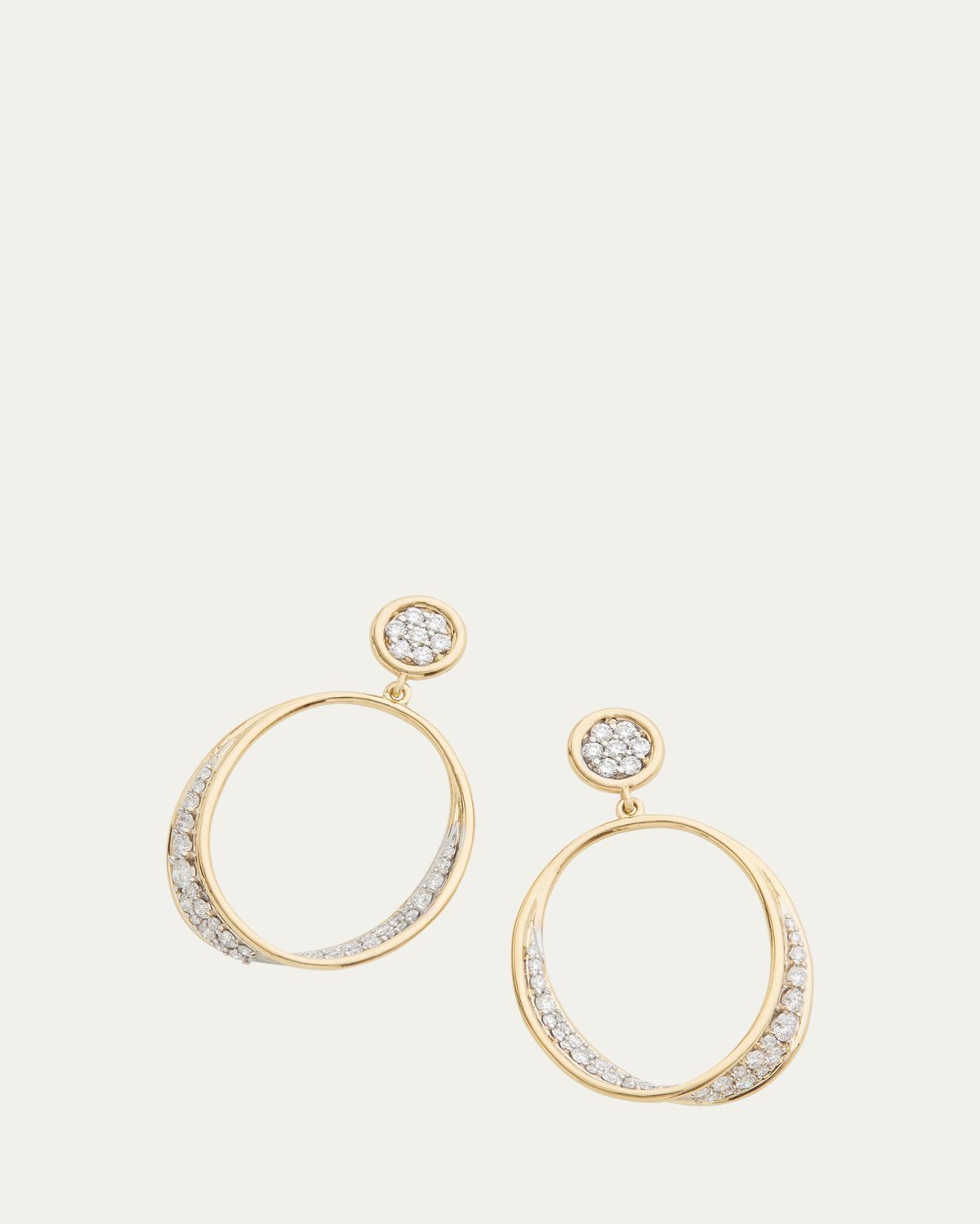 Jamie Wolf 18K Yellow and White Gold Oval Twist Earrings with Diamonds