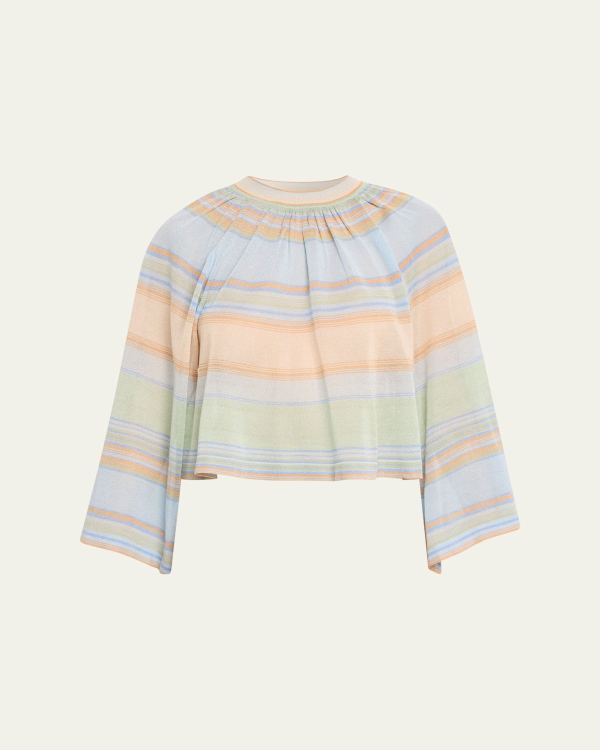 Zimmermann Indra Stripe Bell-Sleeve Top