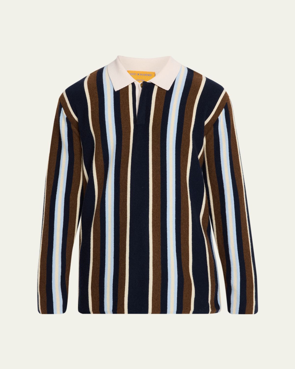 Guest in Residence en's Cashmere ulti Stripe Long-Sleeve Polo Shirt | Thumbnail 6 Guest in Residence en's Cashmere ulti Stripe Long-Sleeve Polo Shirt | Thumbnail 6