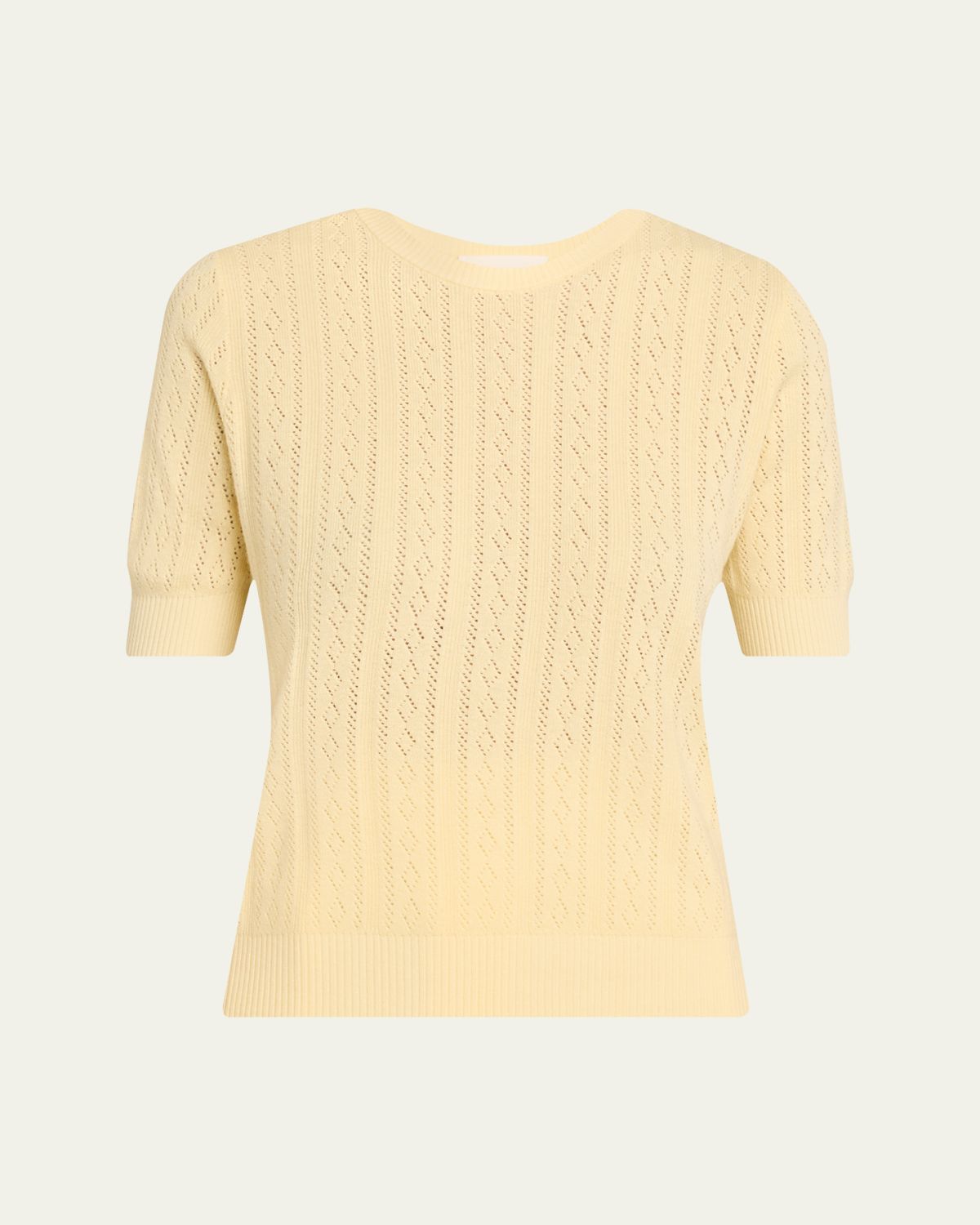 Lisa Yang Nika Cotton Pointelle Knit Short-Sleeve Sweater