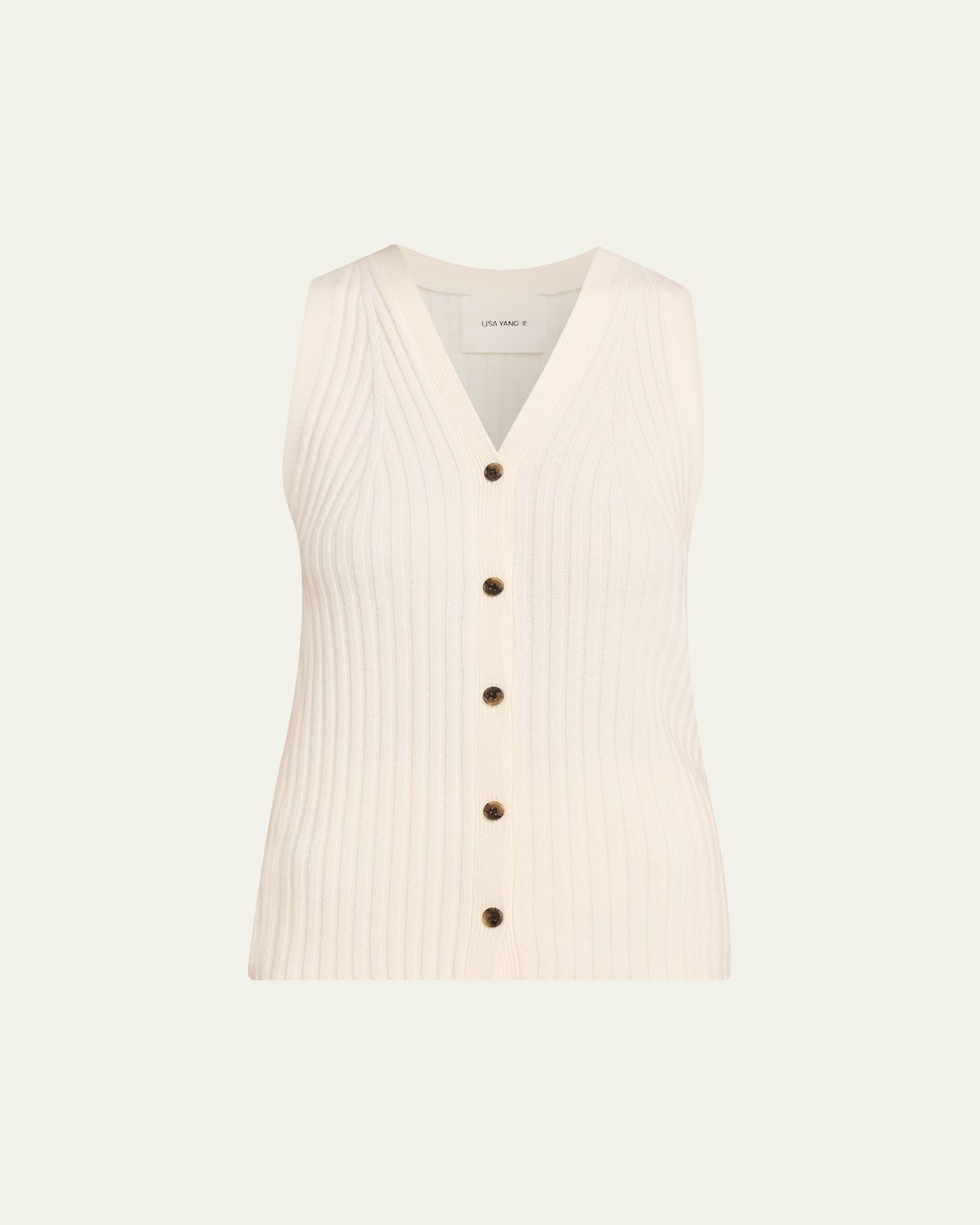 Lisa Yang Maiko Cashmere Rib Button-Front Tank Top