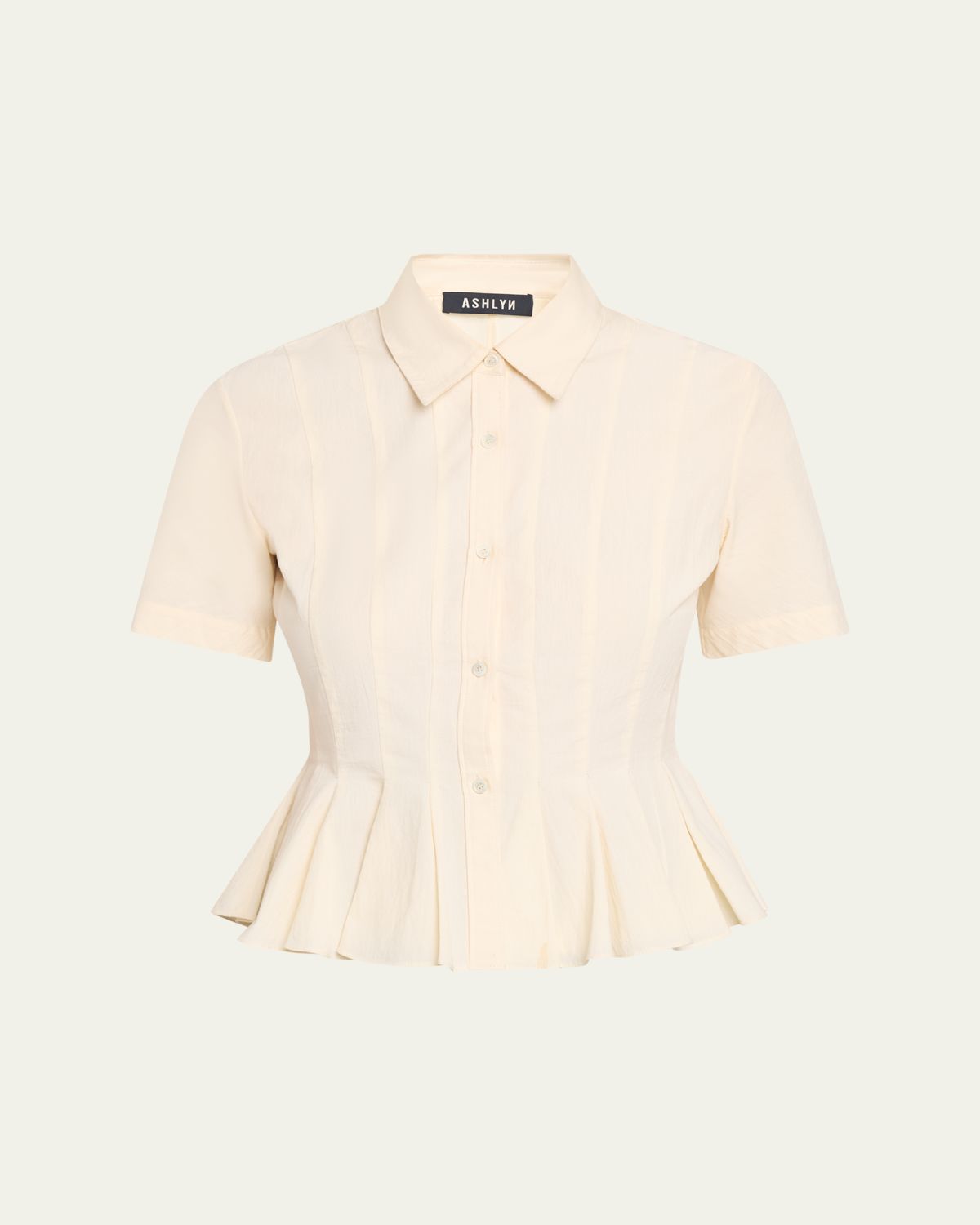 ASHLYN Lulu Pleated Peplum Button-Down Shirt