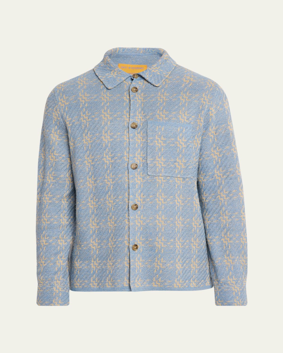Guest in Residence Men's Light Blue Knit Button-Down Shirt | Thumbnail 6 Guest in Residence Men's Light Blue Knit Button-Down Shirt | Thumbnail 6