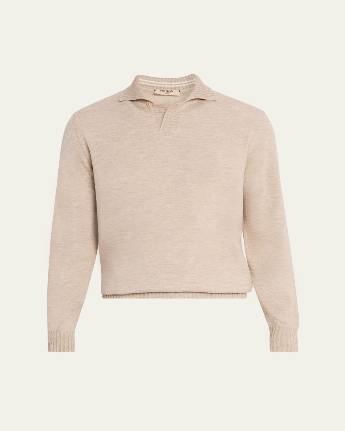 Fioroni Men's Duvet Cashmere Johnny-Collar Long-Sleeve Polo Shirt | Thumbnail 6 Fioroni Men's Duvet Cashmere Johnny-Collar Long-Sleeve Polo Shirt | Thumbnail 6