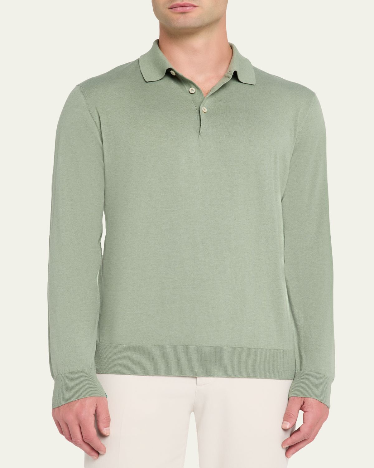 Fioroni Men's Cotton-Cashmere Polo Shirt | Thumbnail 4 Fioroni Men's Cotton-Cashmere Polo Shirt | Thumbnail 4