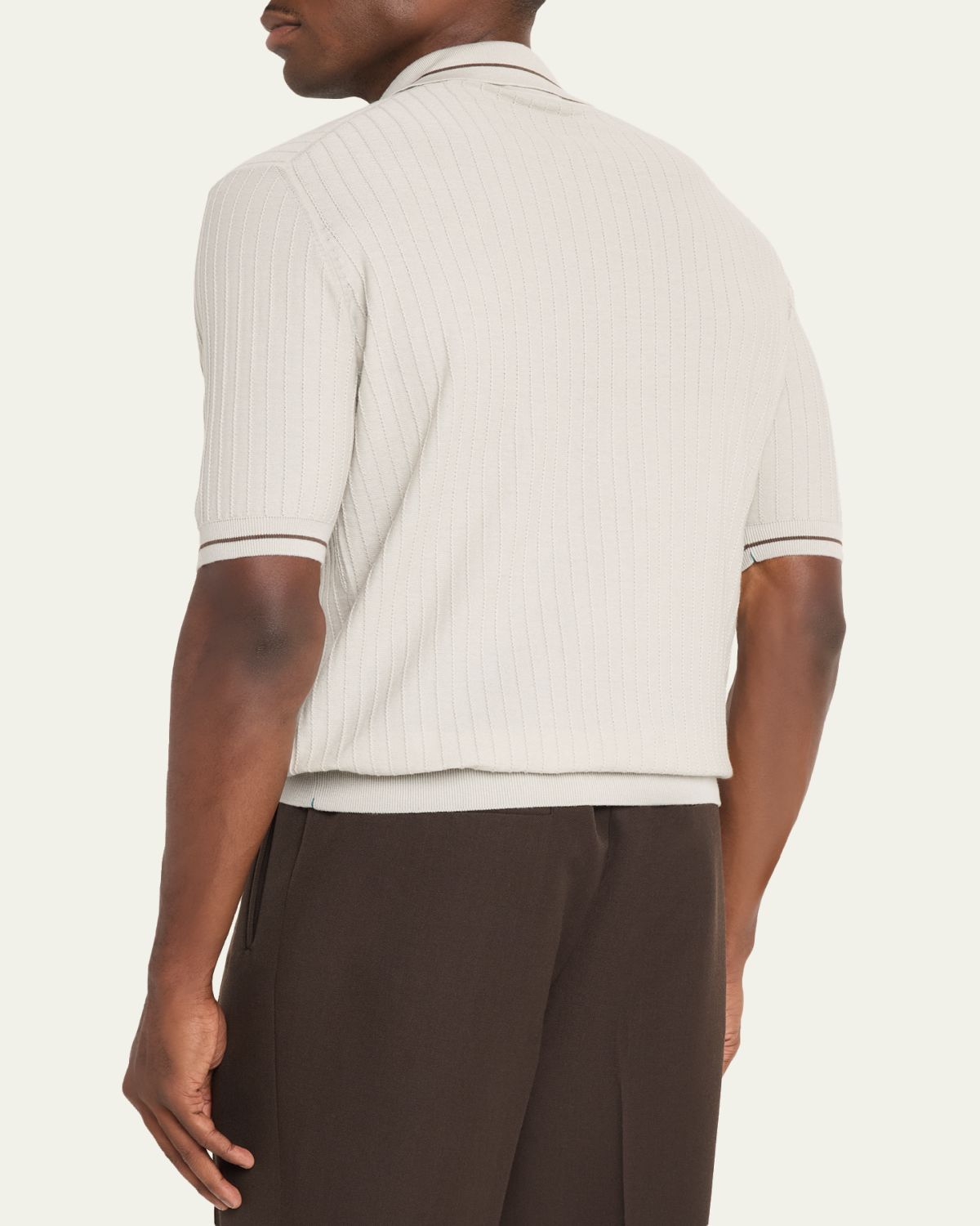 Fioroni Men's Textural Cotton-Cashmere Polo Shirt | Thumbnail 3 Fioroni Men's Textural Cotton-Cashmere Polo Shirt | Thumbnail 3