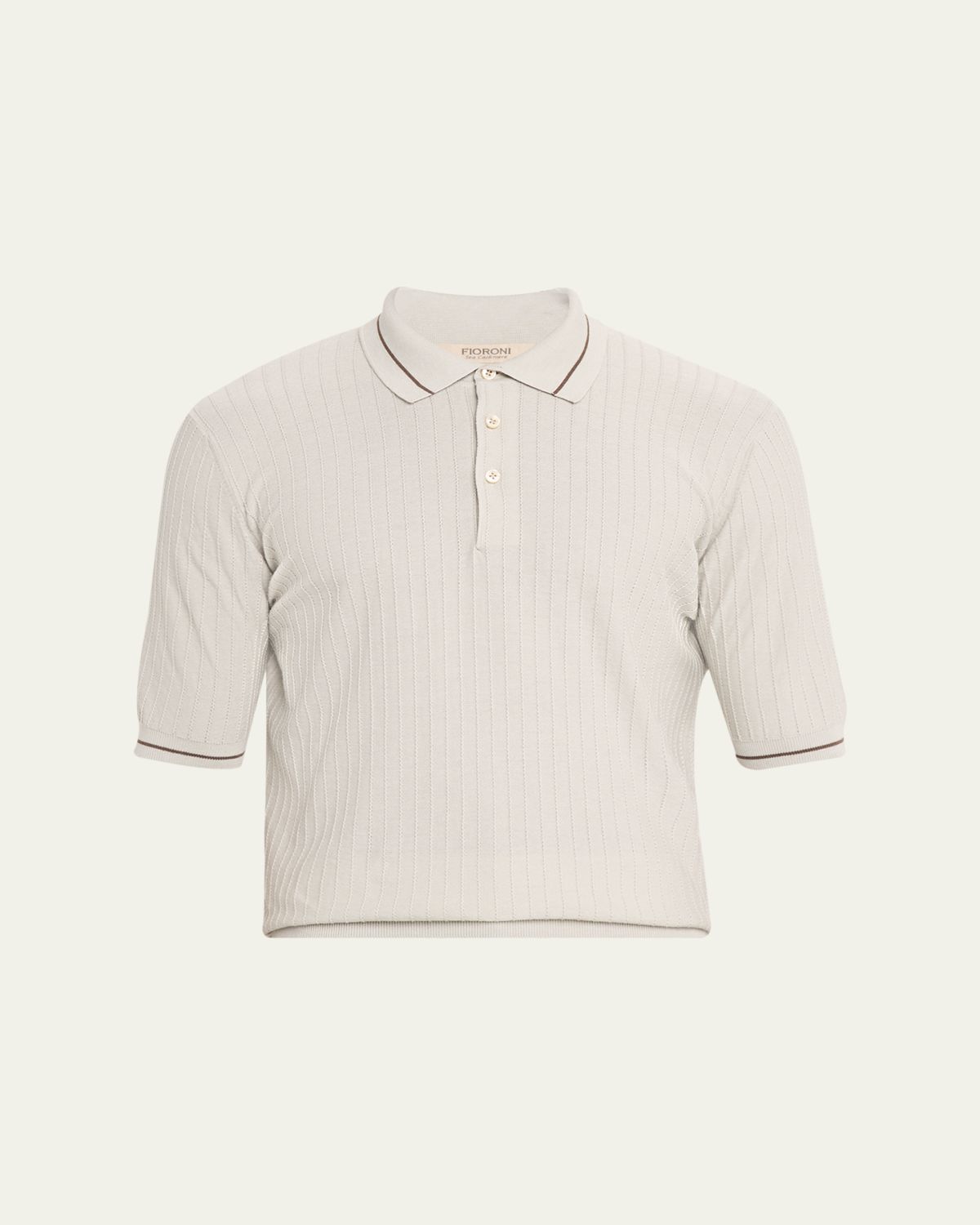 Fioroni Men's Textural Cotton-Cashmere Polo Shirt