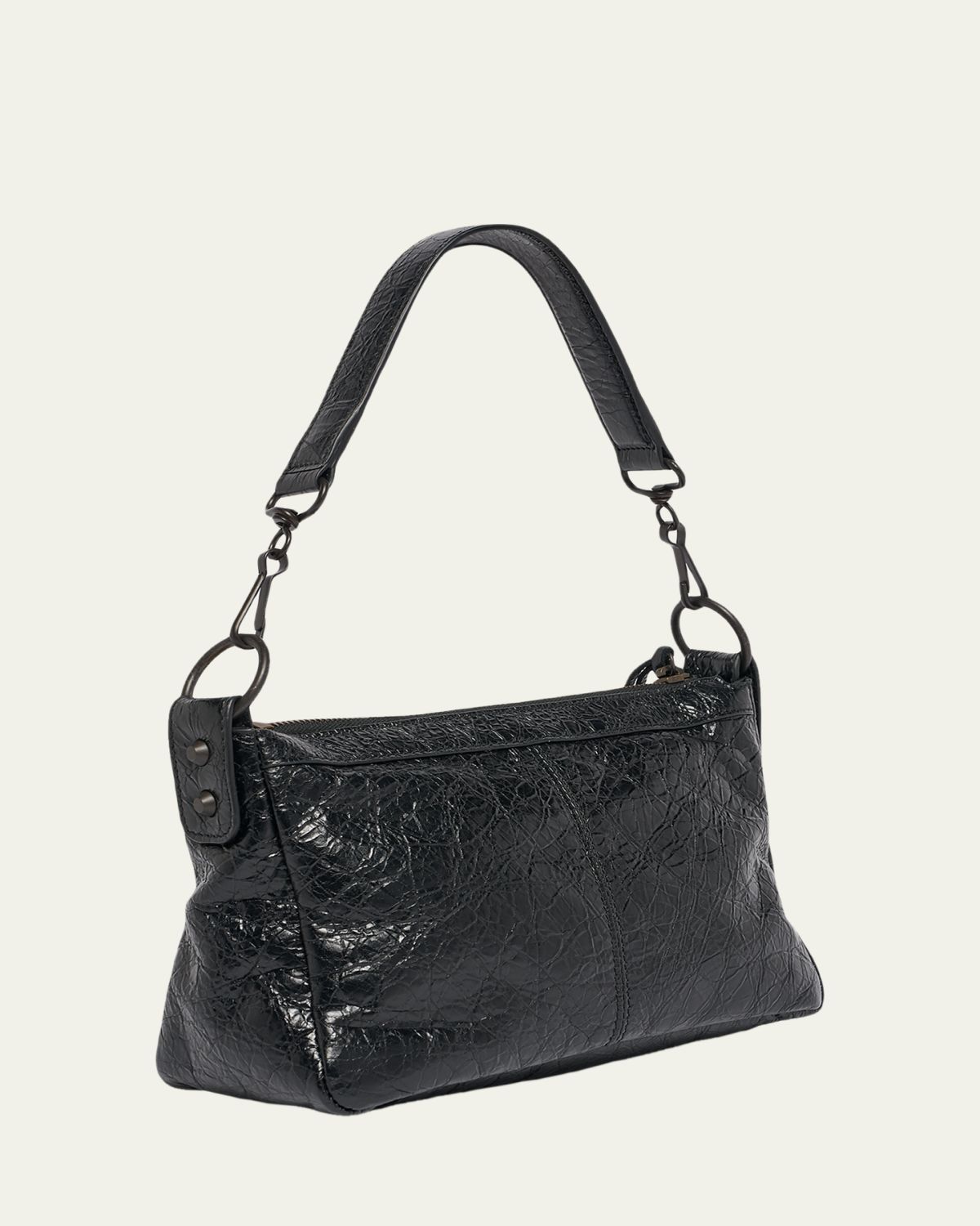 Balenciaga Le City Moto Mini Leather Shoulder Bag - side view in Black
