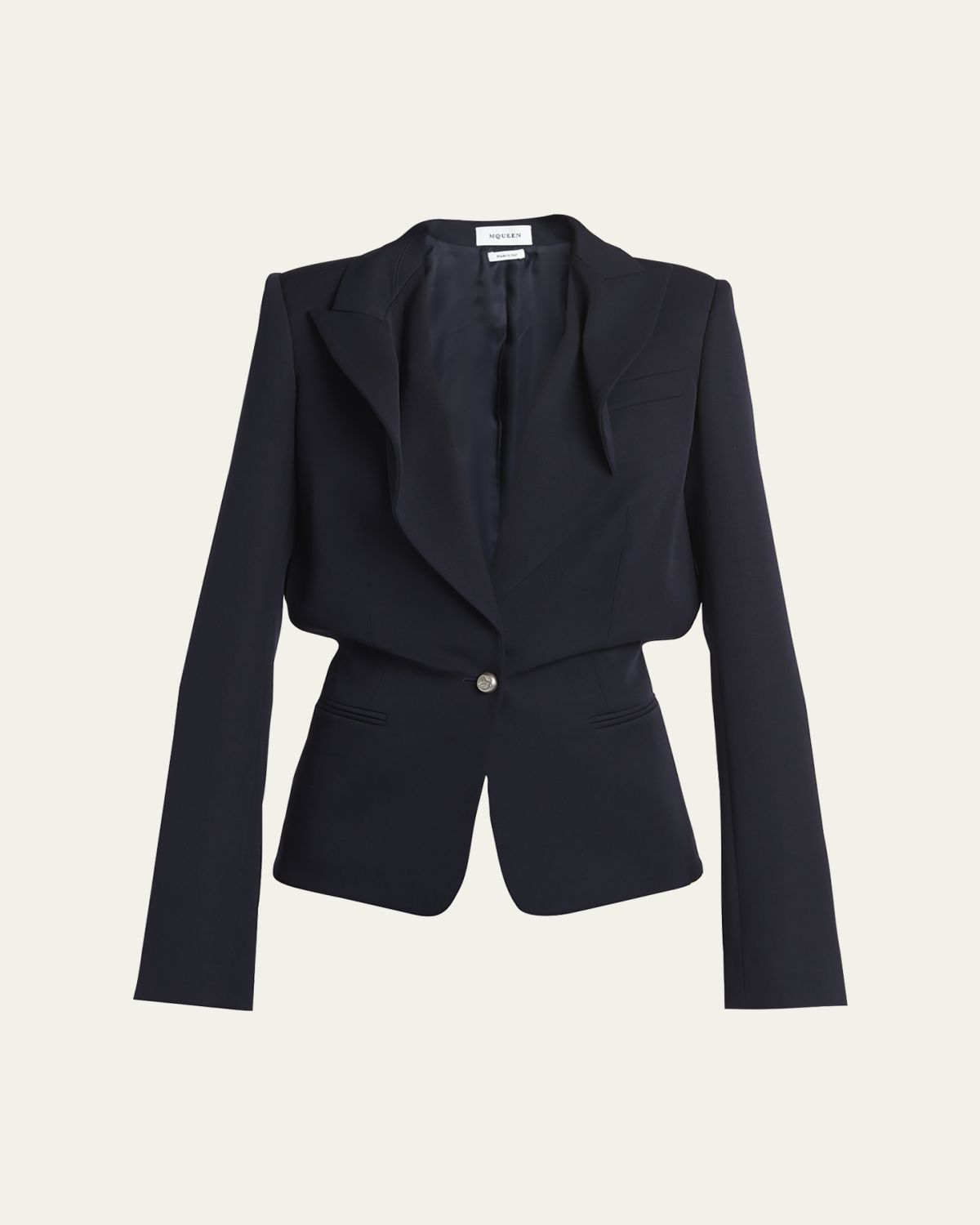 McQueen Certified Wool Folded Lapel Single-Breasted Jacket