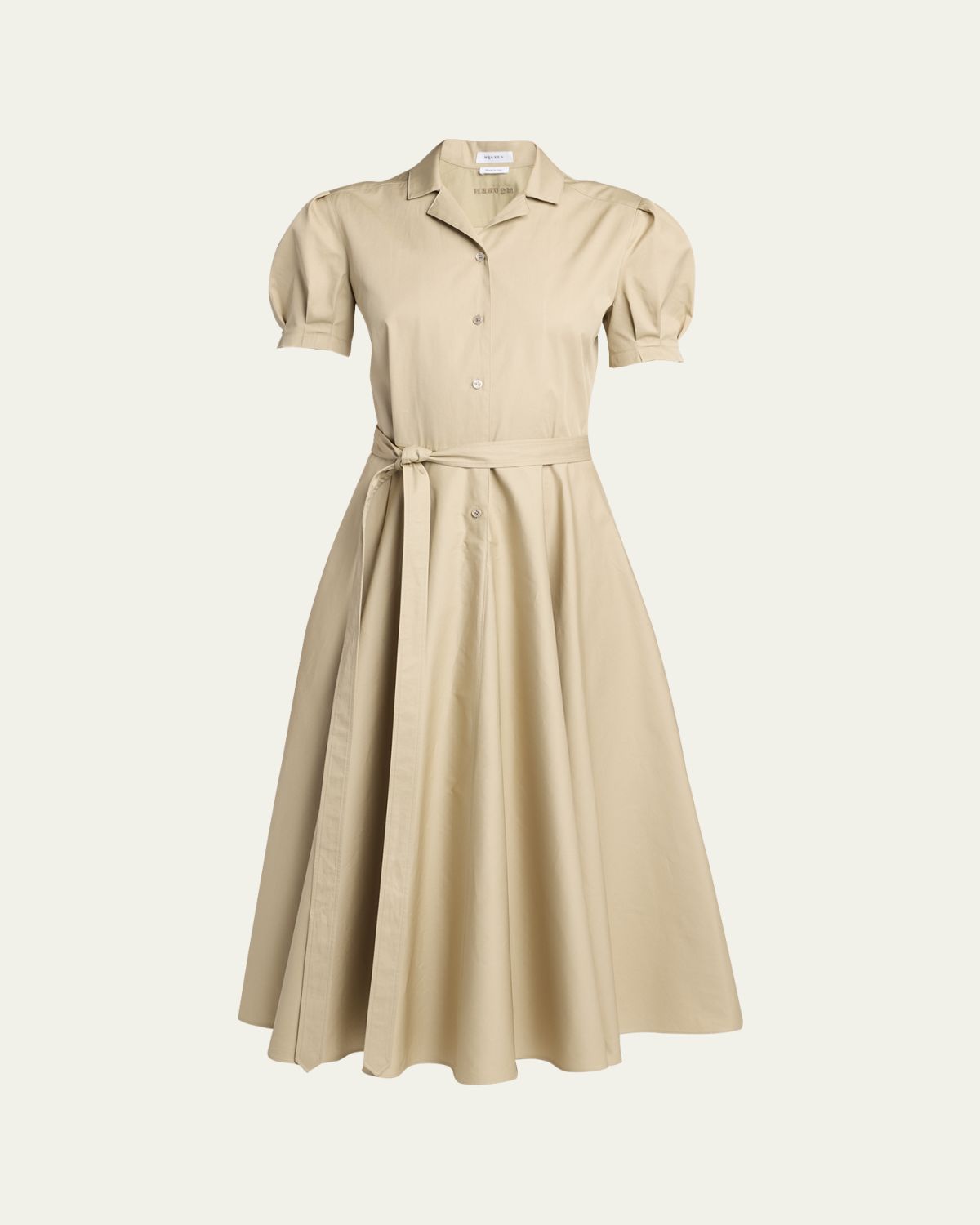 McQueen Responsible Cotton Puff-Sleeve Midi Shirtdress