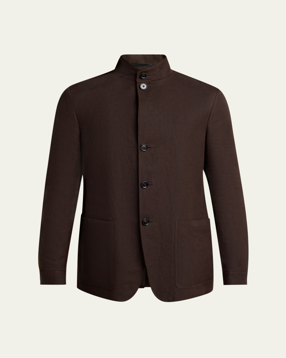 ZEGNA Men's Oasi Lino Il Conte Jacket in Dark Linen