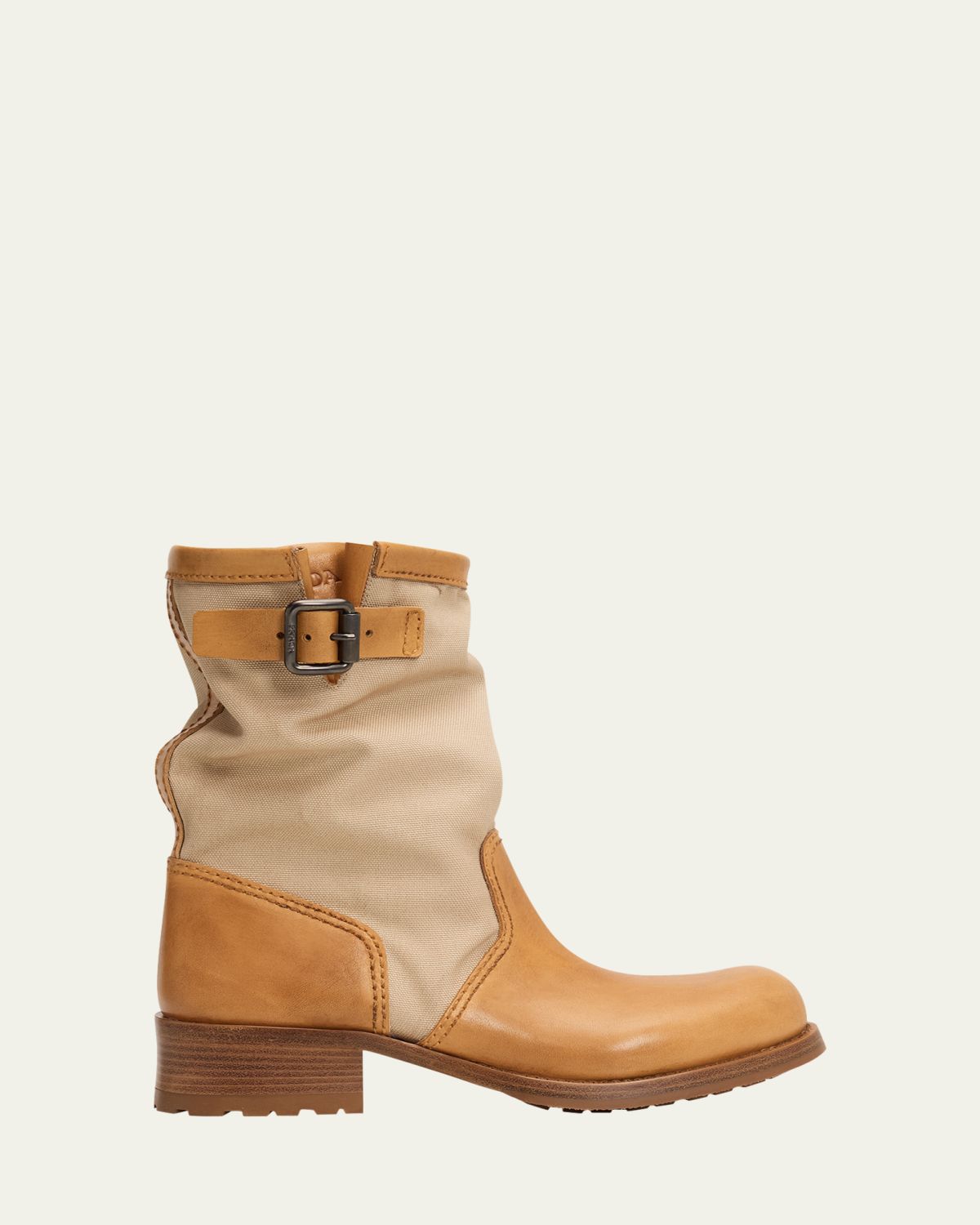 Prada Leather and Canvas Biker Mid-Calf Boots | Thumbnail 6 Prada Leather and Canvas Biker Mid-Calf Boots | Thumbnail 6