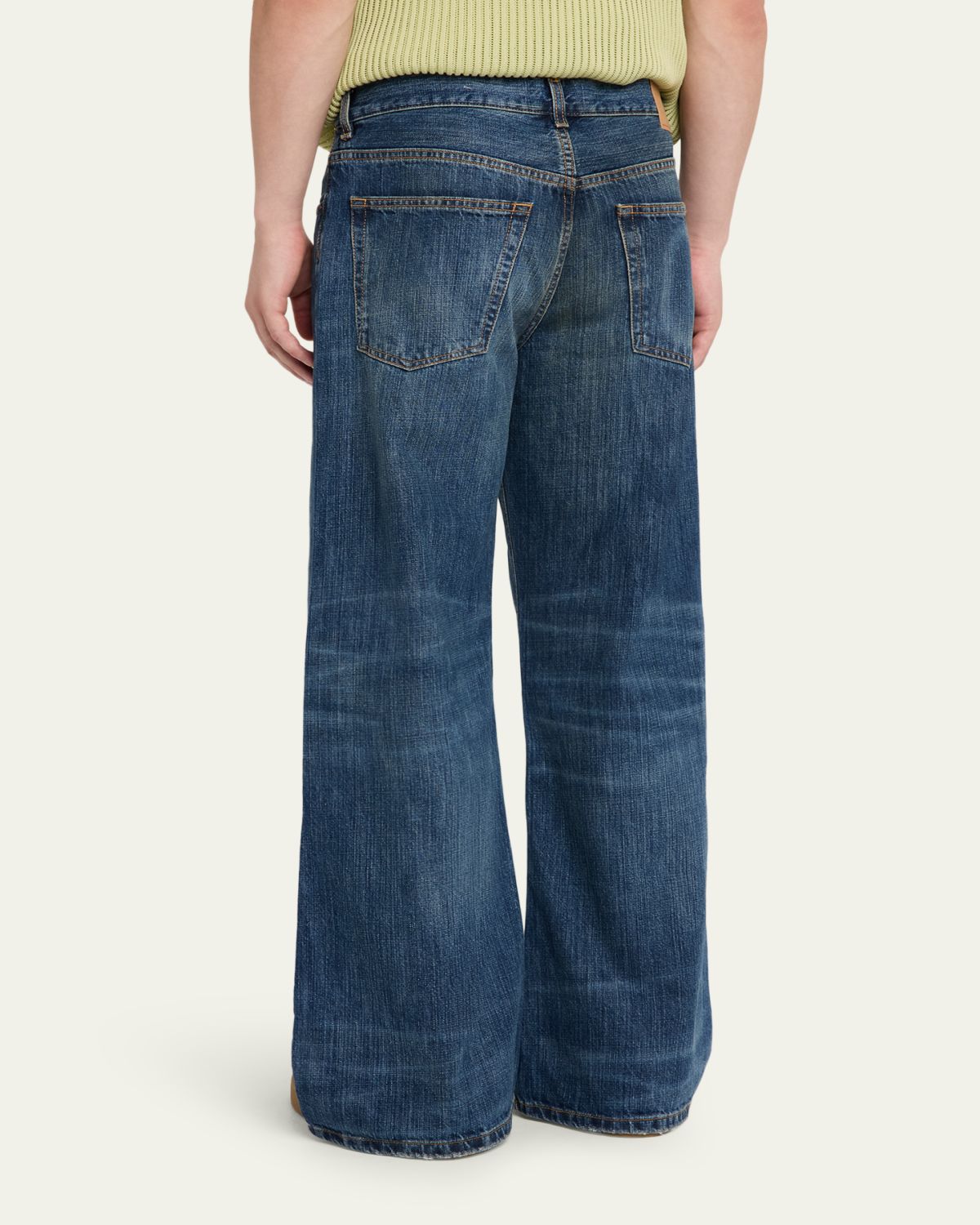 Jeanerica Men's Whiskered Dark Blue Denim Wide-Leg Jeans | Thumbnail 3 Jeanerica Men's Whiskered Dark Blue Denim Wide-Leg Jeans | Thumbnail 3