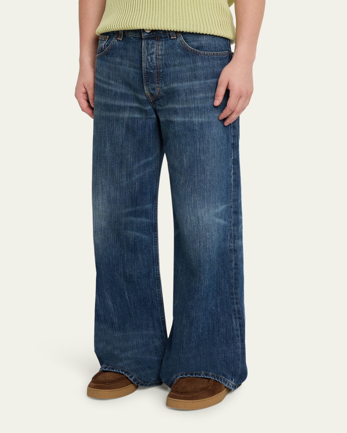 Jeanerica Men's Whiskered Dark Blue Denim Wide-Leg Jeans | Thumbnail 4 Jeanerica Men's Whiskered Dark Blue Denim Wide-Leg Jeans | Thumbnail 4