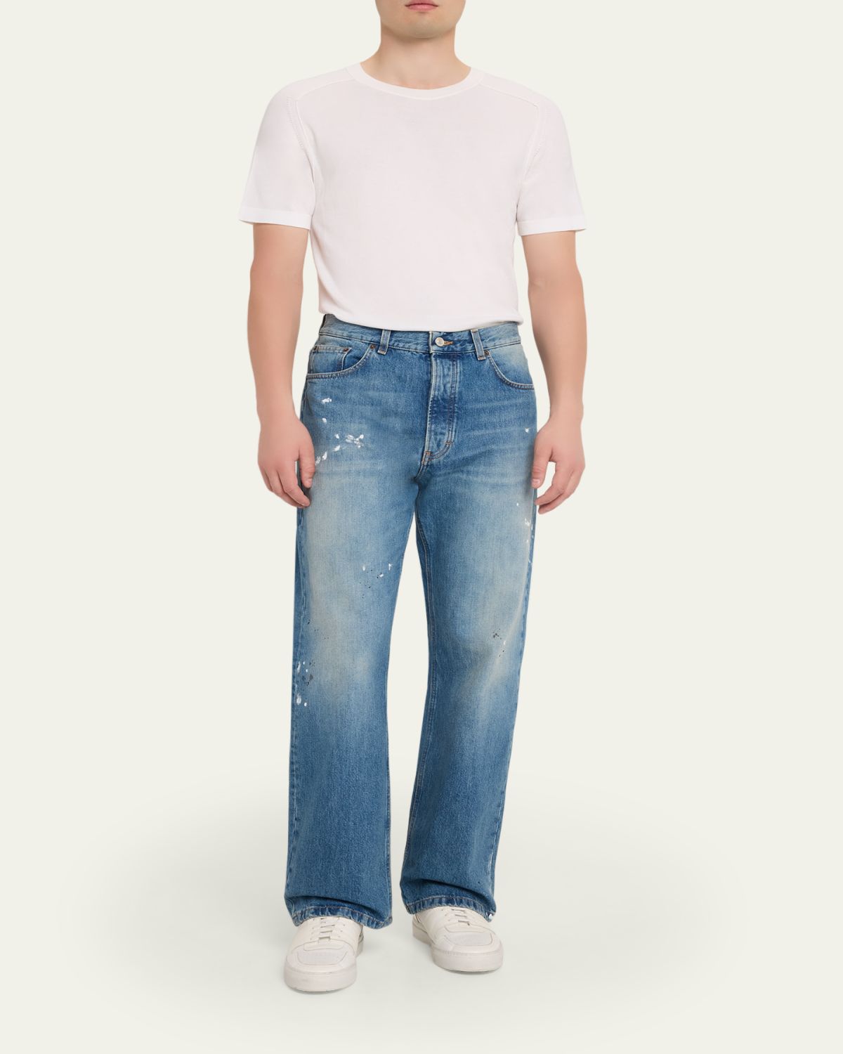 Jeanerica Men's Paint Splatter Medium Blue Denim Jeans | Thumbnail 2 Jeanerica Men's Paint Splatter Medium Blue Denim Jeans | Thumbnail 2