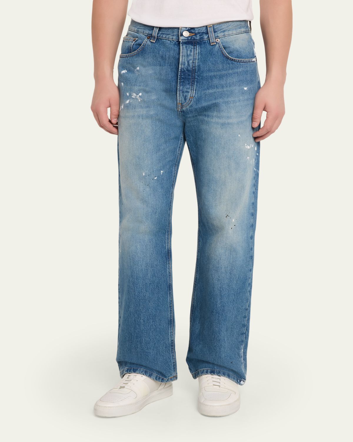 Jeanerica Men's Paint Splatter Medium Blue Denim Jeans | Thumbnail 4 Jeanerica Men's Paint Splatter Medium Blue Denim Jeans | Thumbnail 4