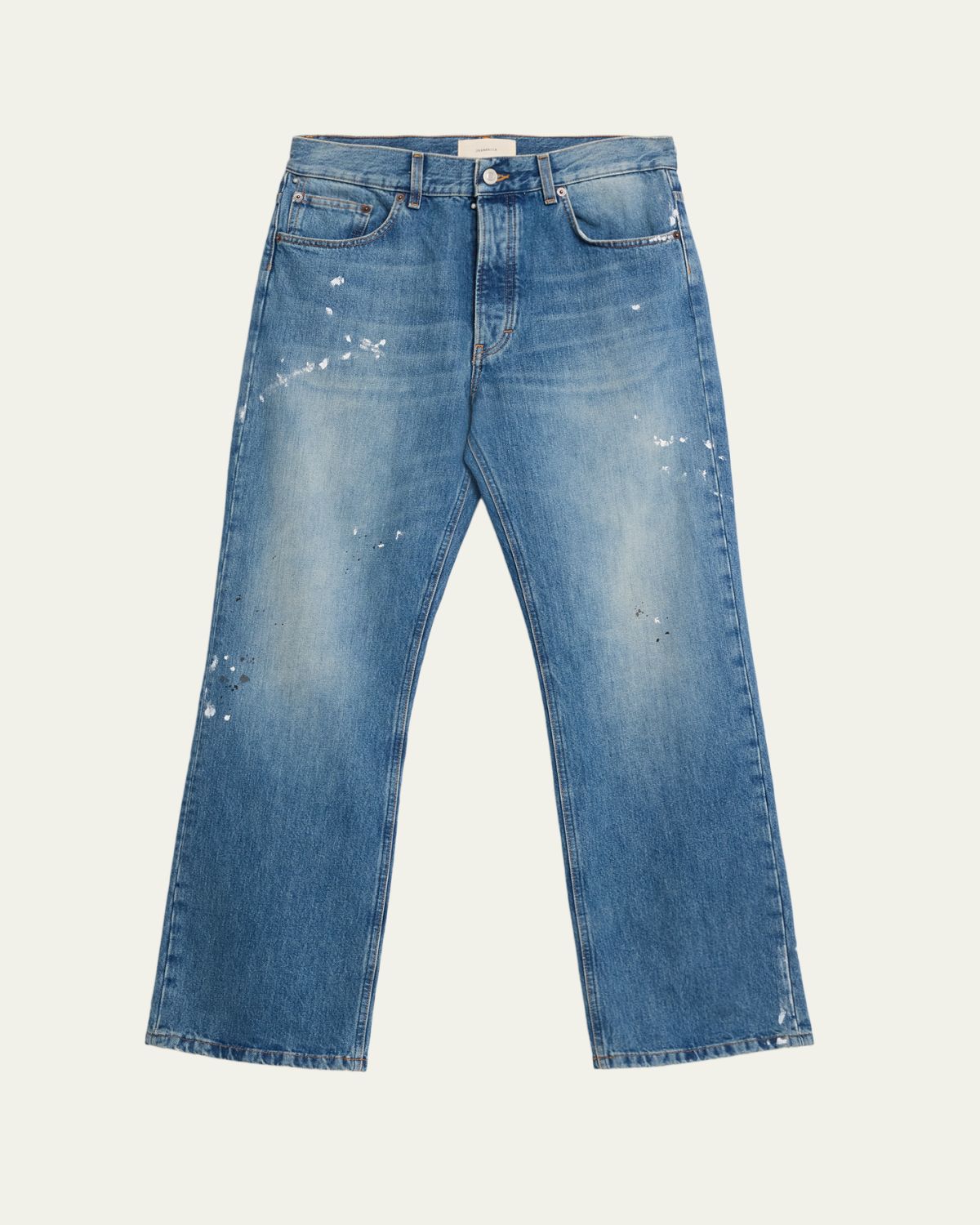Jeanerica Men's Paint Splatter Medium Blue Denim Jeans