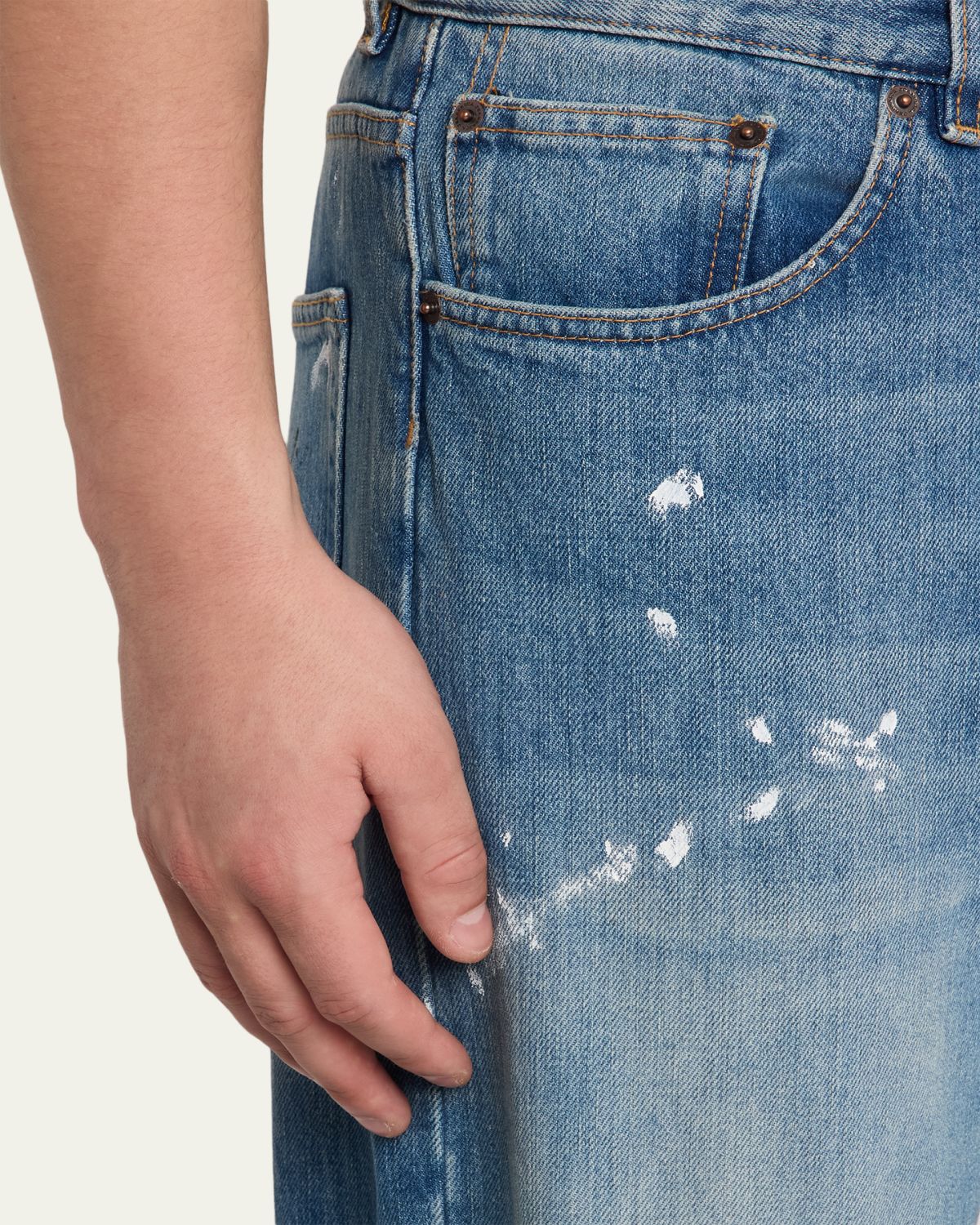 Jeanerica Men's Paint Splatter Medium Blue Denim Jeans | Thumbnail 5 Jeanerica Men's Paint Splatter Medium Blue Denim Jeans | Thumbnail 5