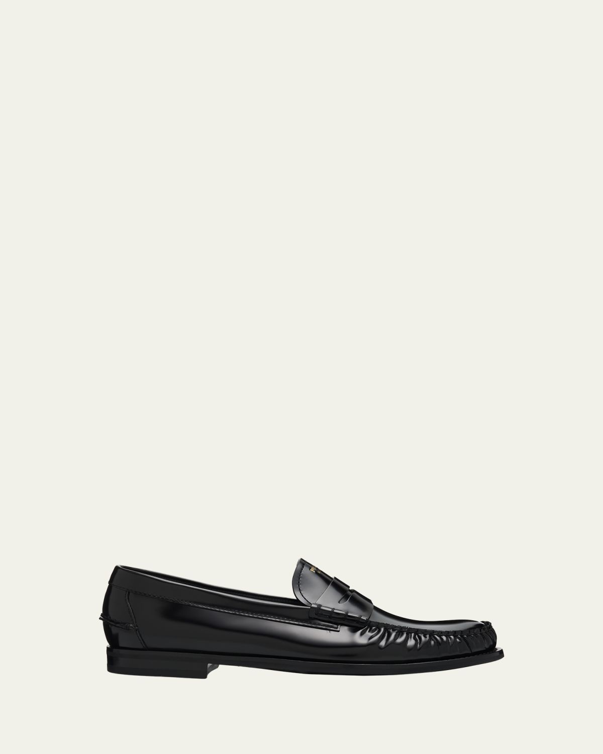 Prada Men's Leather Moc-Toe Penny Loafers | Thumbnail 6