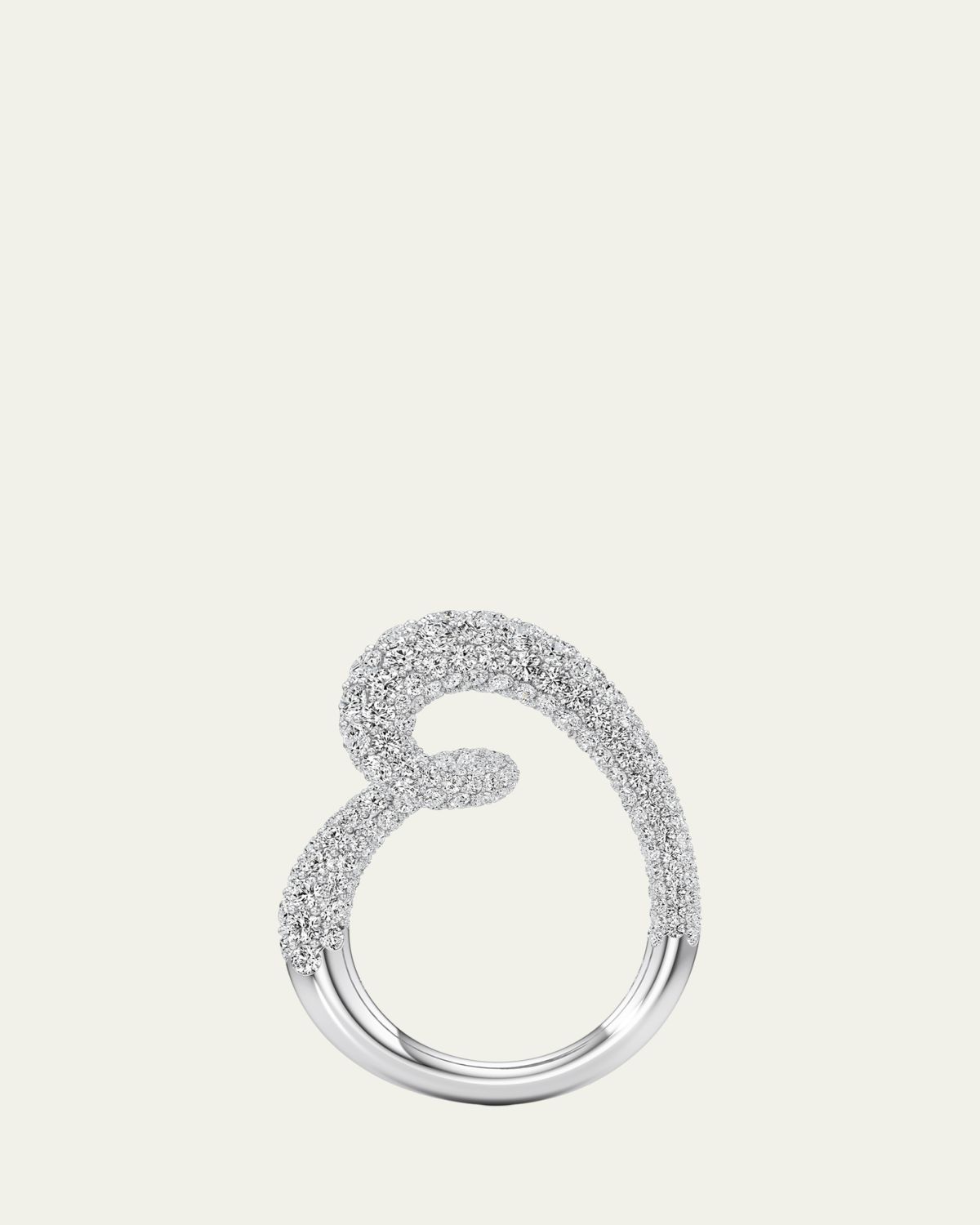 Unsaid Whirlwind Half Lab-Grown Diamond Pave Ring in 18K White Gold