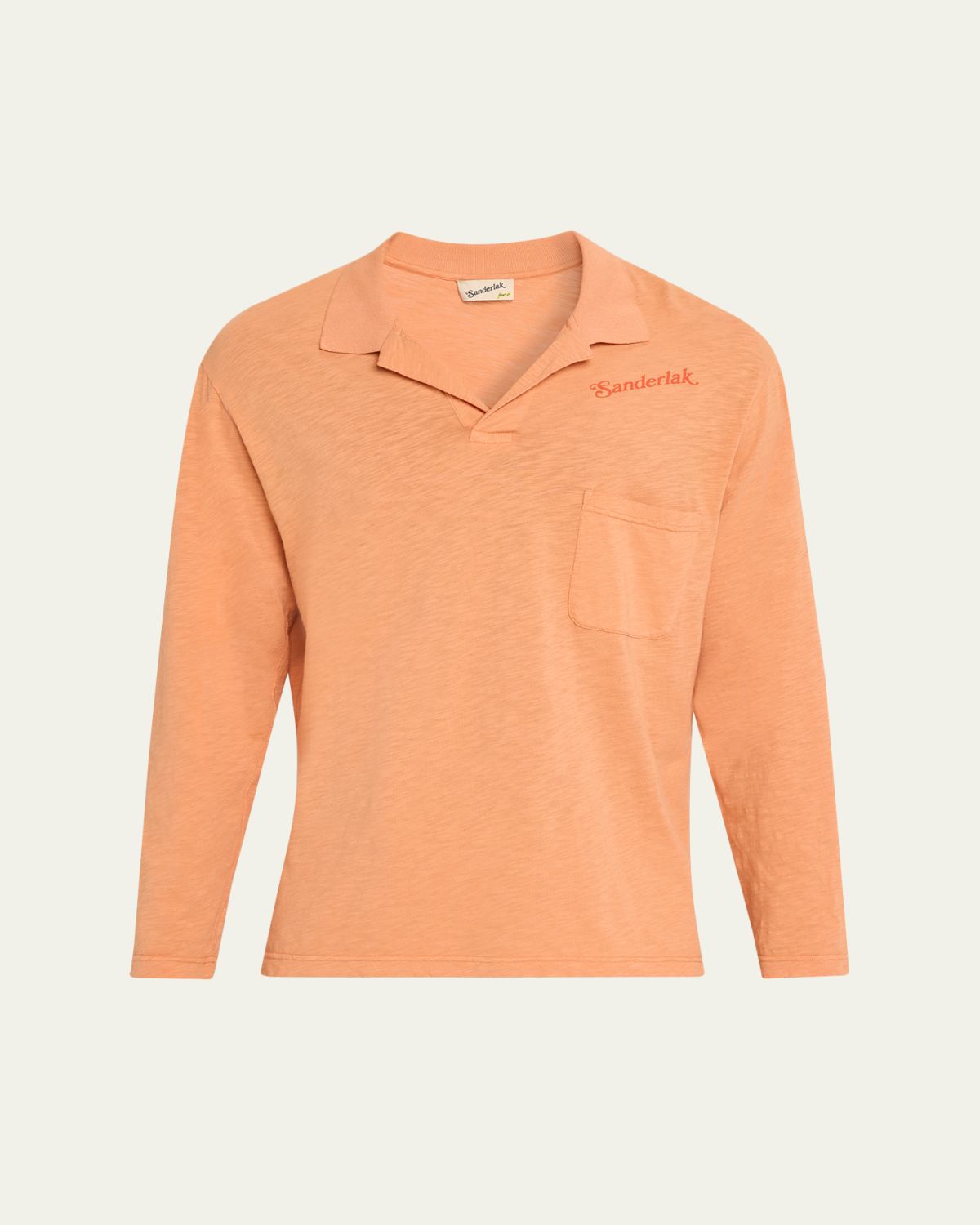 Sanderlak Men's Slub Cotton Long-Sleeve Johnny Collar Polo Shirt | Thumbnail 6 Sanderlak Men's Slub Cotton Long-Sleeve Johnny Collar Polo Shirt | Thumbnail 6