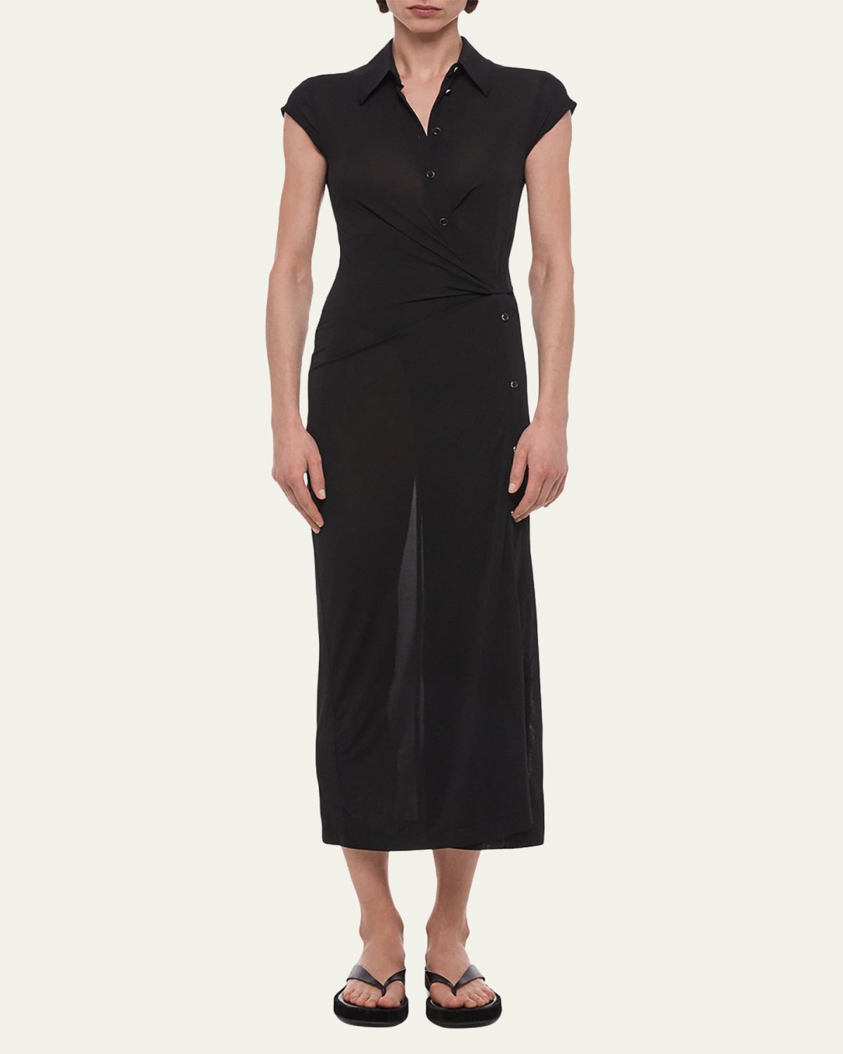 Helmut Lang Short-Sleeve Twist Jersey Midi Dress | Thumbnail 4 Helmut Lang Short-Sleeve Twist Jersey Midi Dress | Thumbnail 4