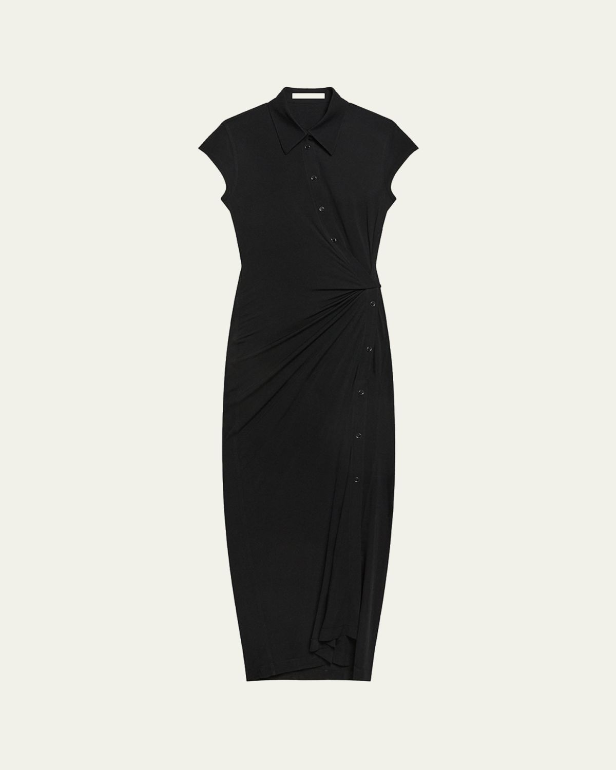 Helmut Lang Short-Sleeve Twist Jersey Midi Dress