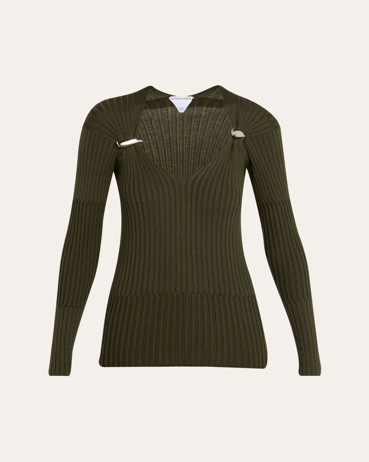 Bottega Veneta Claw Embellished Cashmere-Silk Rib Sweater | Thumbnail 10