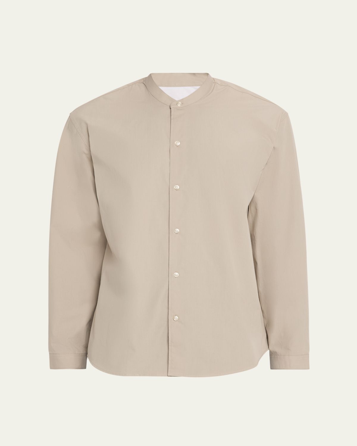 Officine Generale Men's Poplin Band-Collar Button-Down Shirt