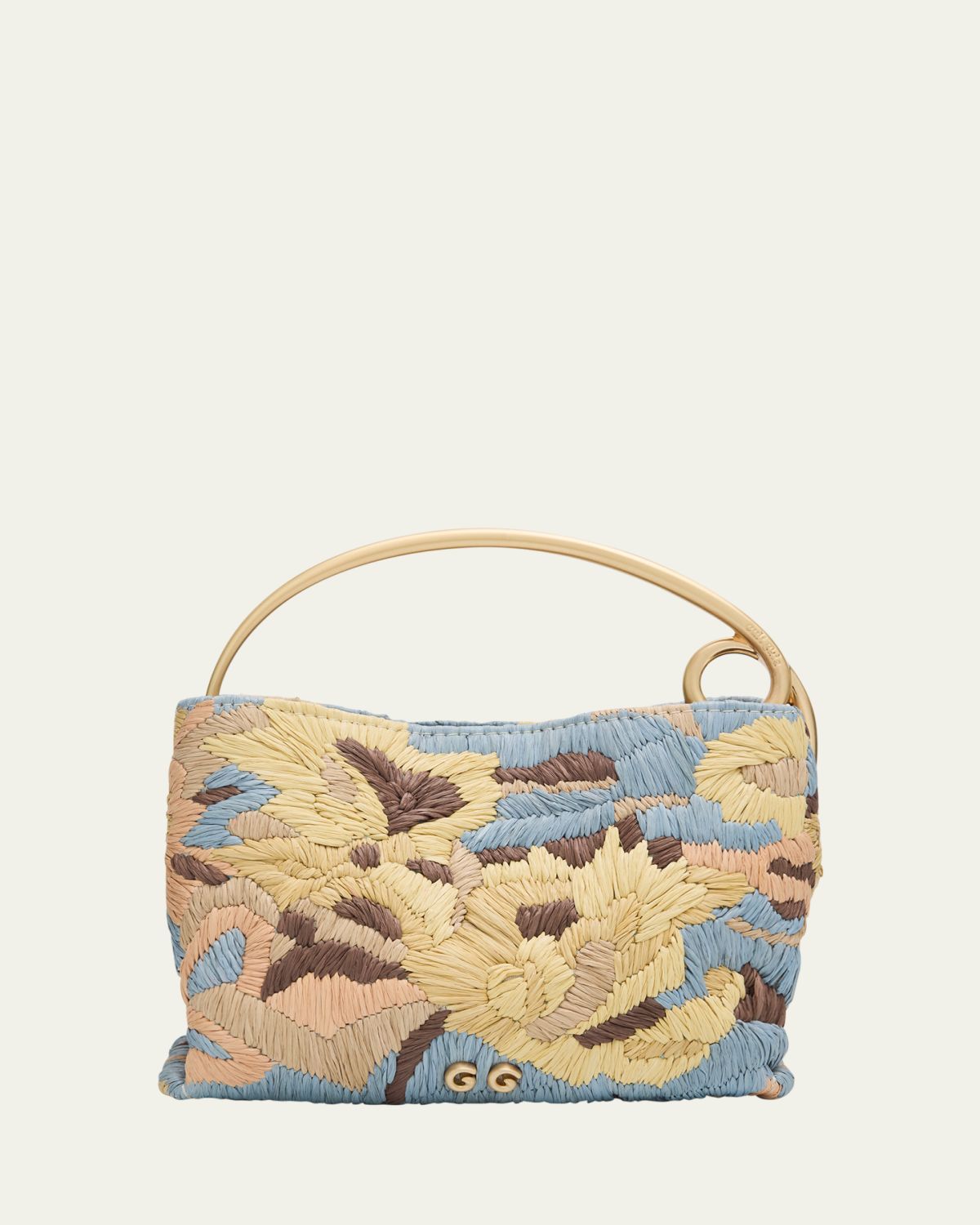 Cult Gaia Lalli Floral Crochet Raffia Top-Handle Bag