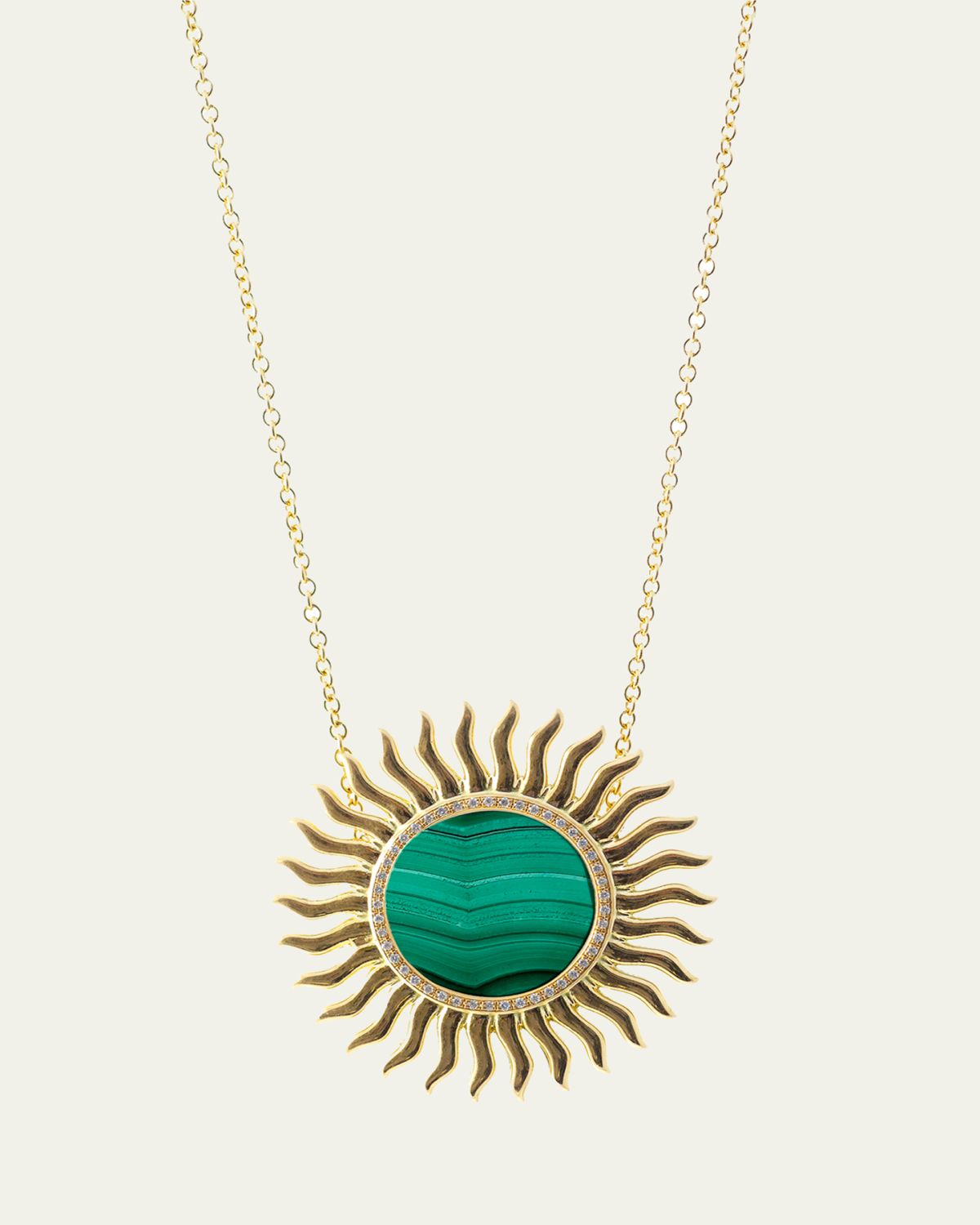 Haute Victoire 18K Malachite and Diamond Solar Necklace
