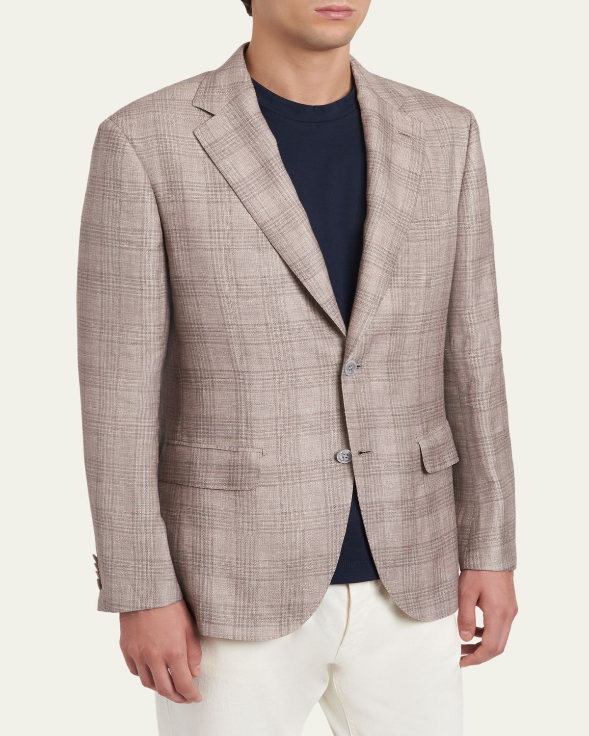 Brioni Men's Linen, Cashmere and Silk Plaid Sport Coat | Thumbnail 4 Brioni Men's Linen, Cashmere and Silk Plaid Sport Coat | Thumbnail 4