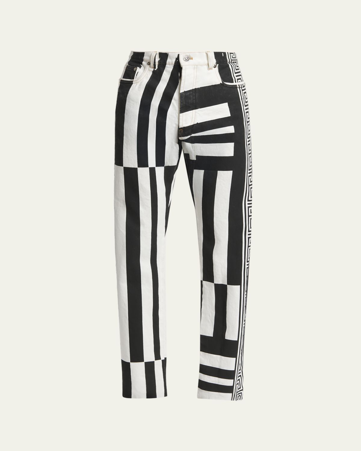 Versace Men's Two-Tone Greca Paneled Straight-Leg Pants | Thumbnail 6