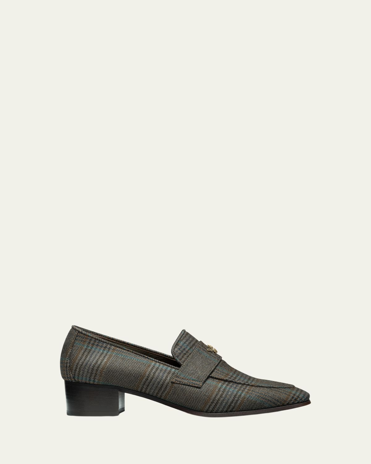 Bougeotte Plaid Wool Block-Heel Loafers